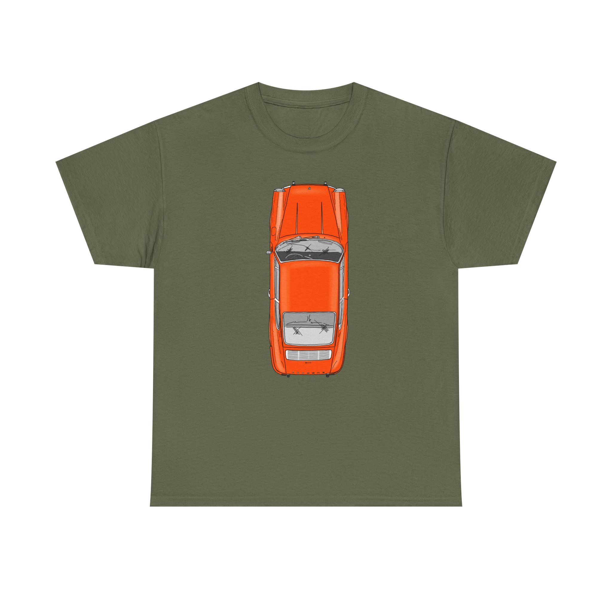 T-Shirt, Porsche 911 Coupé, F-Modell, Ur-Elfer, Top View, Orange – Bild 17