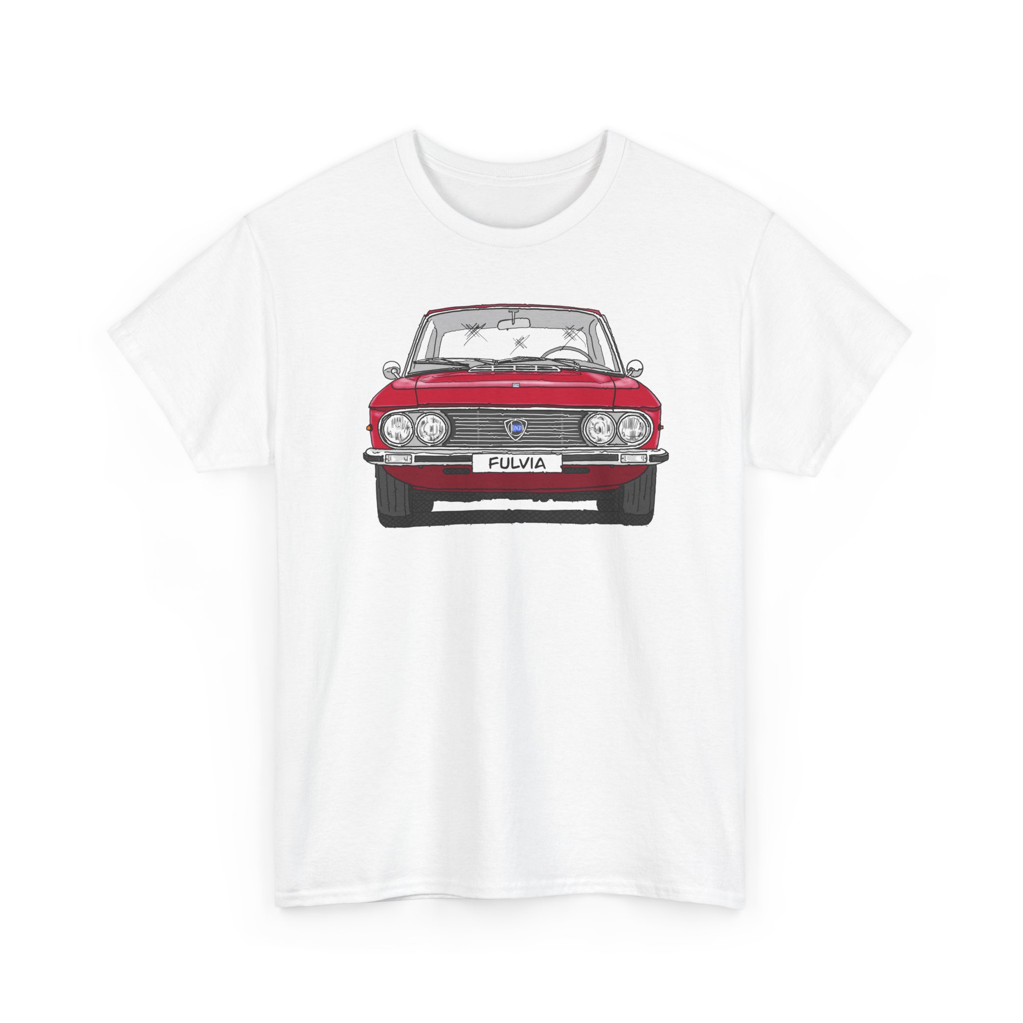 T-Shirt, Lancia Fulvia Coupe, Strichzeichnung, Rot, eigenes Kennzeichen möglich – Bild 2