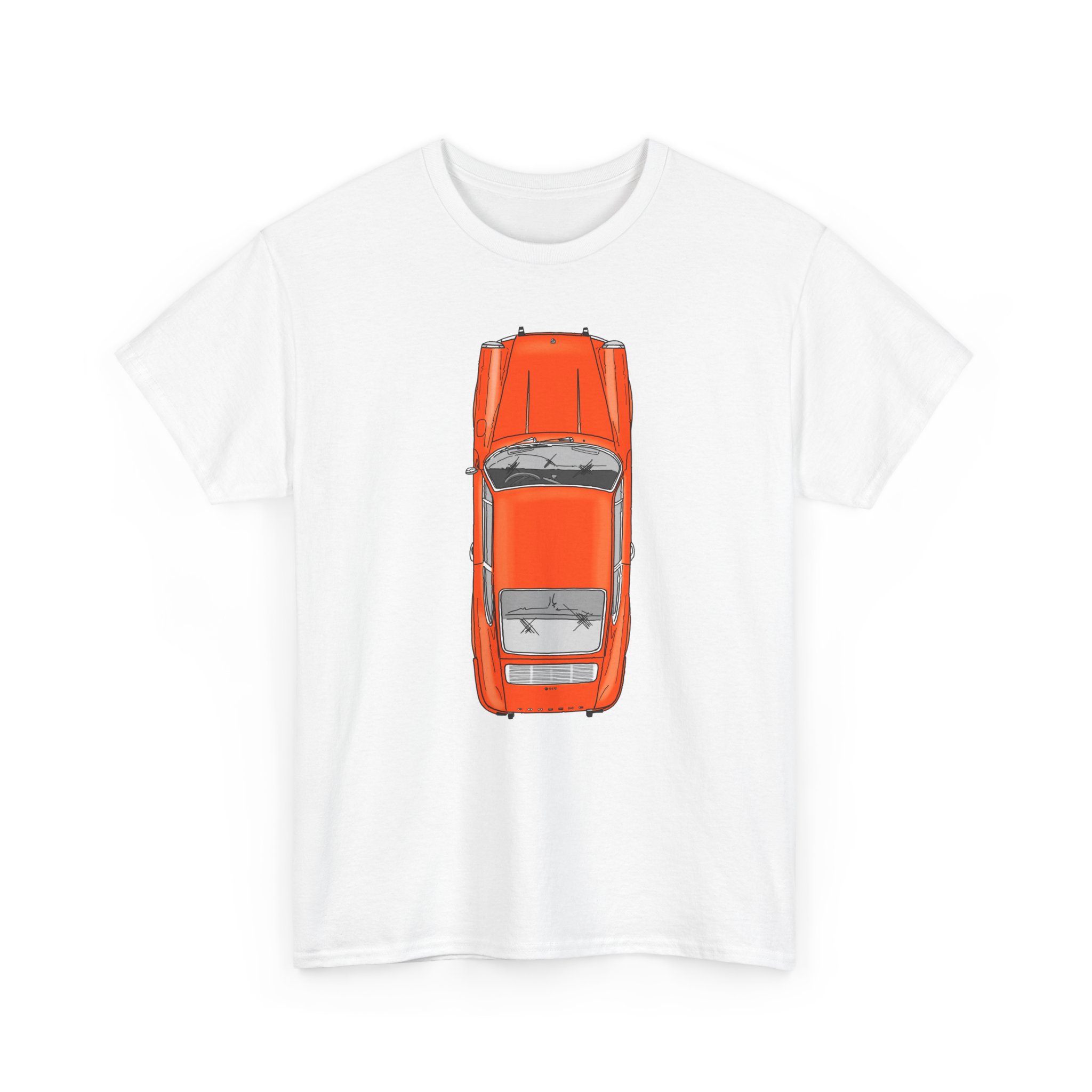 T-Shirt, Porsche 911 Coupé, F-Modell, Ur-Elfer, Top View, Orange – Bild 7