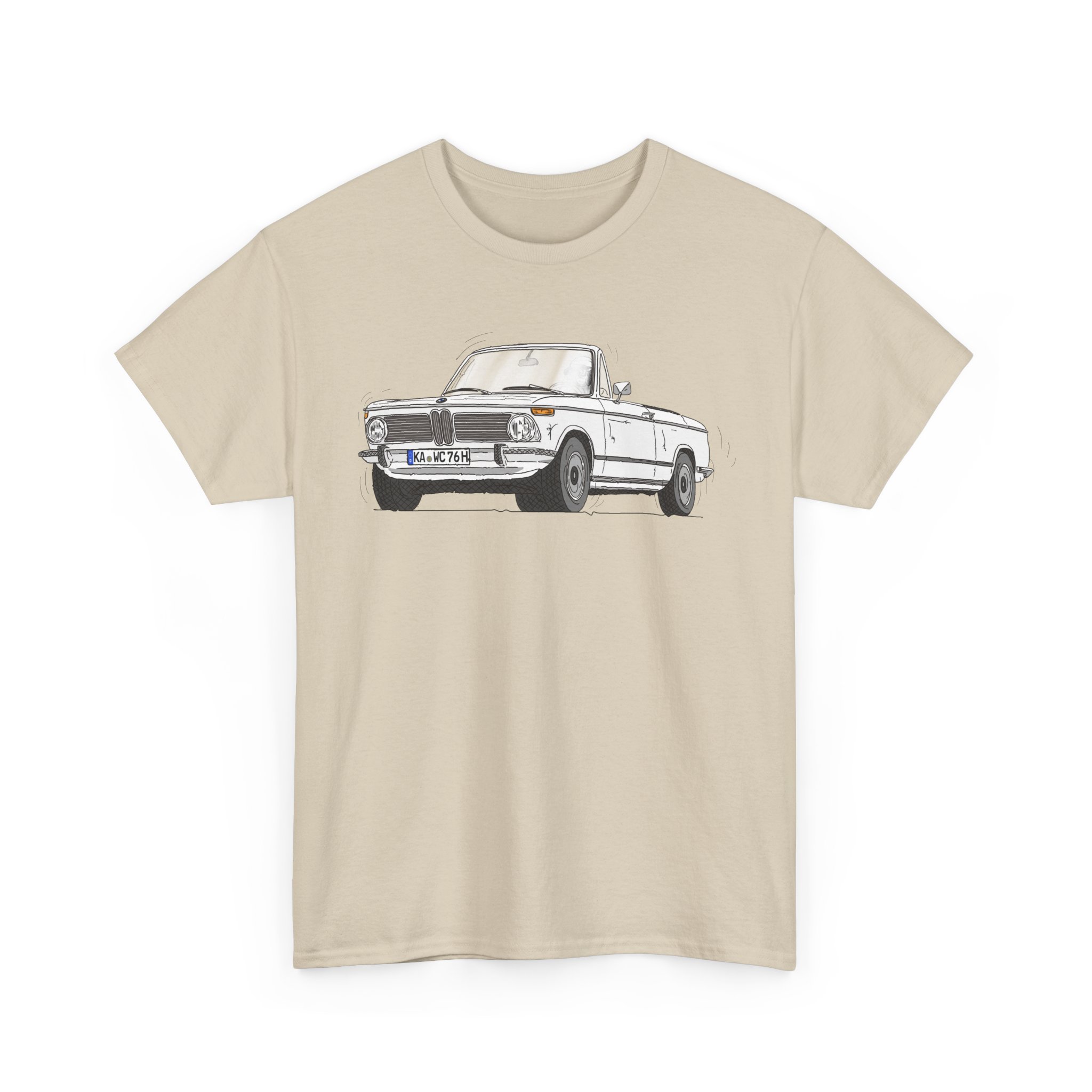 T-Shirt, BMW 02 Baur Cabrio, Strichzeichnung, Weiß, KA WC 76H – Bild 3
