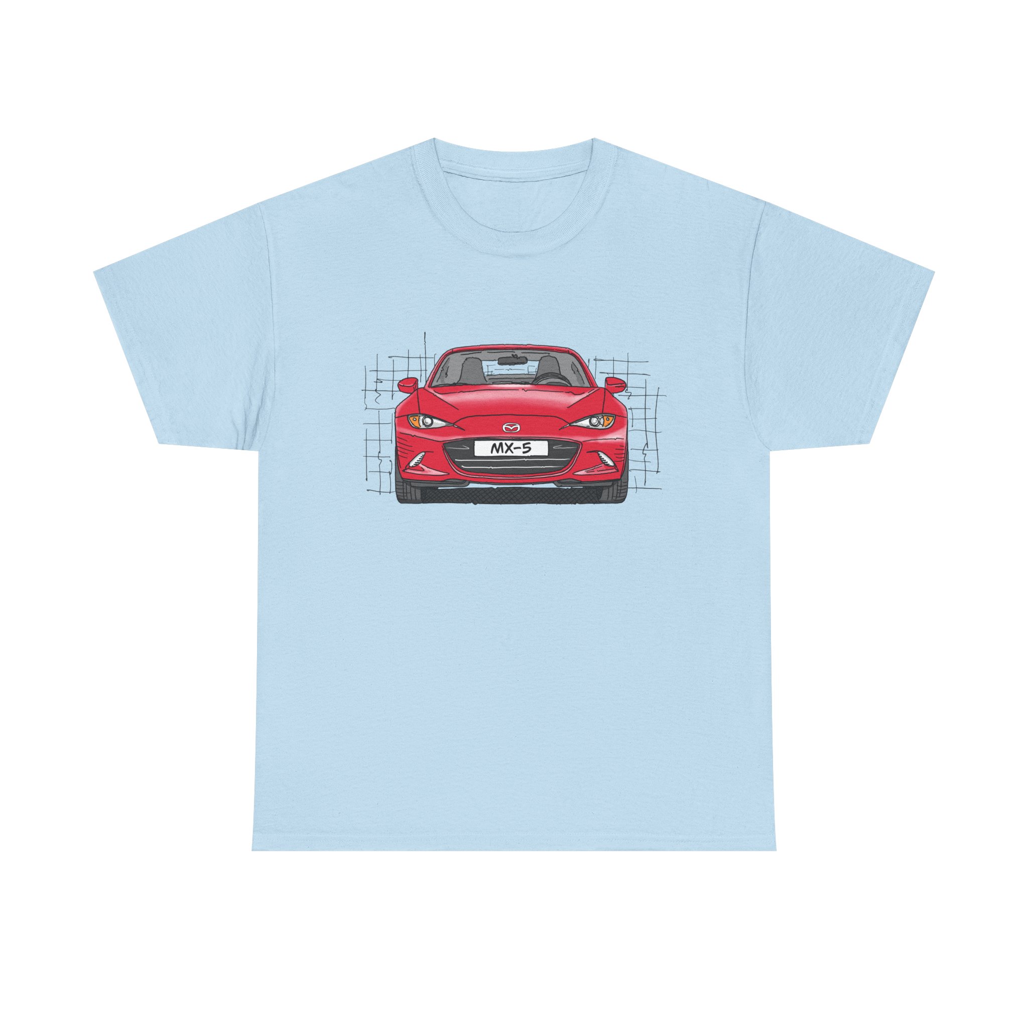 T-Shirt, Mazda MX-5 ND RF, Strichzeichnung, Rot, beidseitig – Bild 9