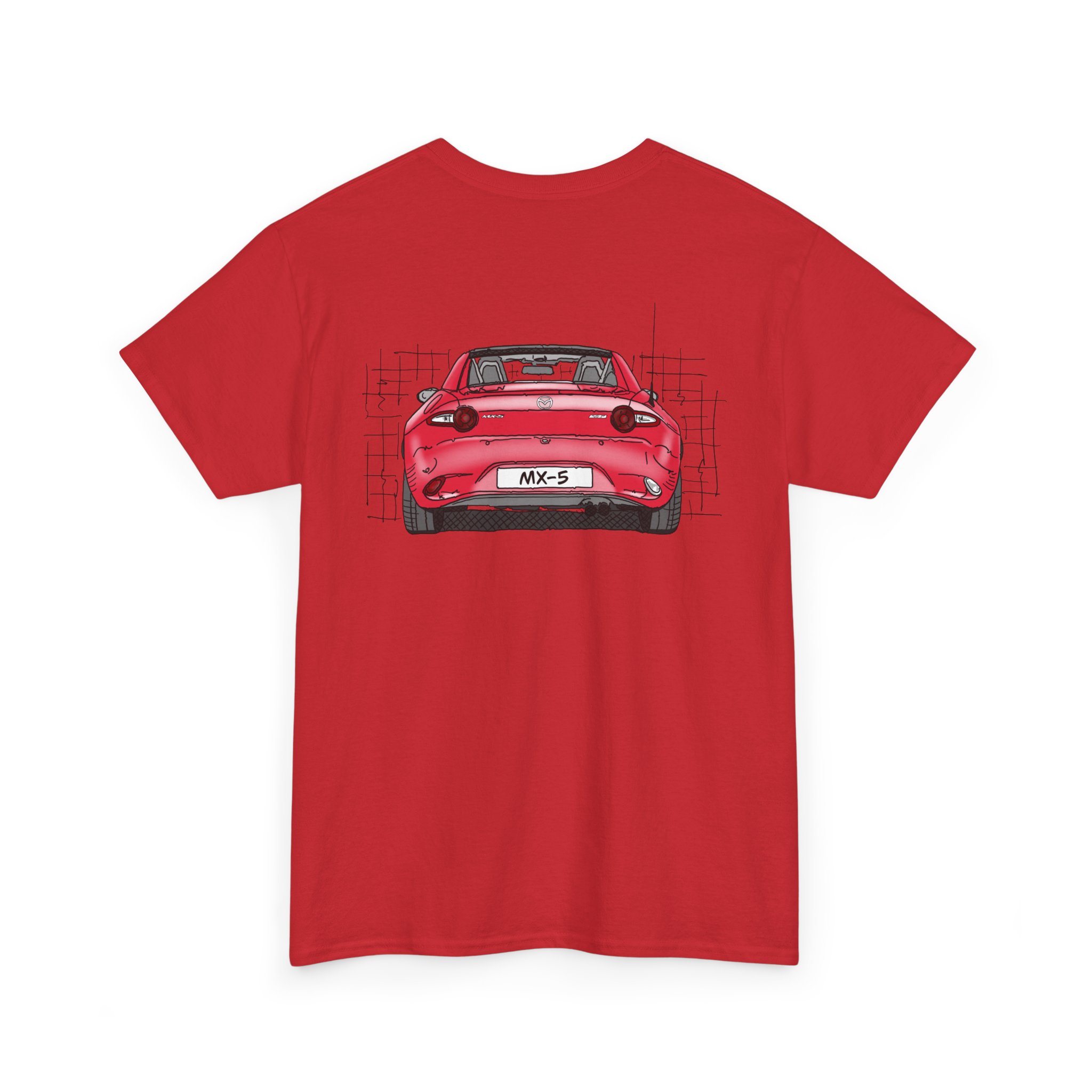T-Shirt, Mazda MX-5 ND RF, Strichzeichnung, Rot, beidseitig – Bild 28