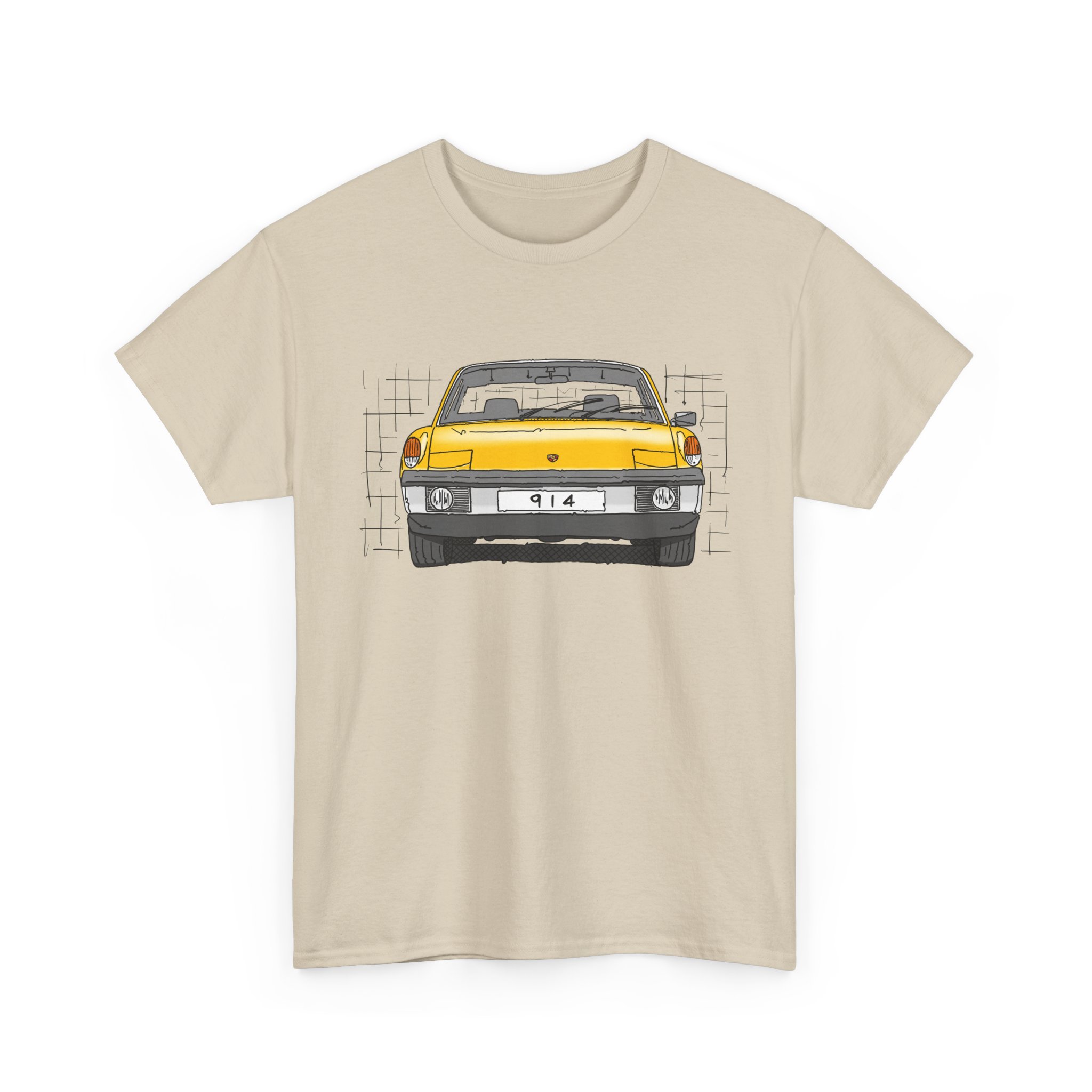 T-Shirt, Porsche 914, VW Porsche, Strichzeichnung, Gelb, personalisierbar – Bild 15