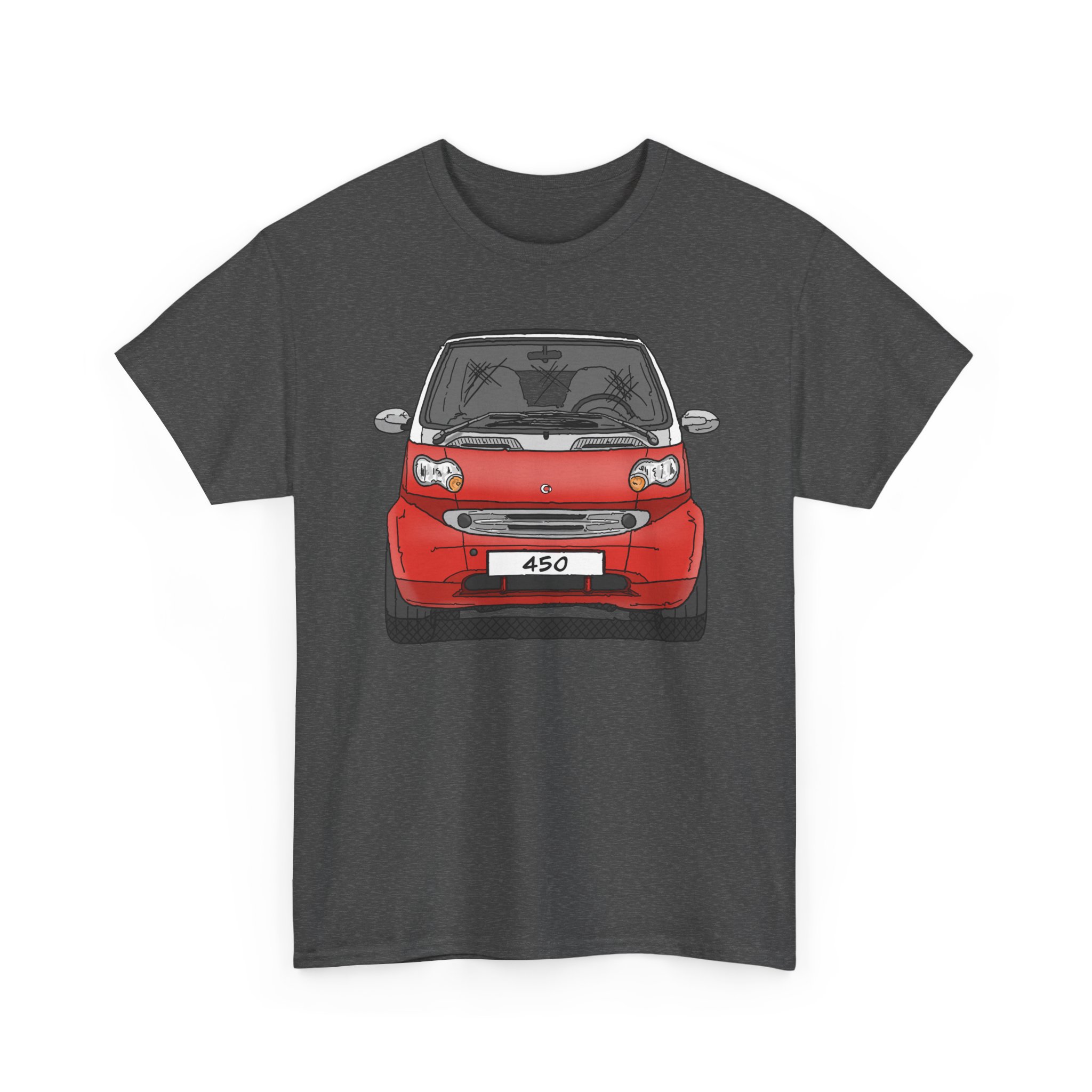 T-Shirt, Smart 450 FL, Strichzeichnung, Rot, eigenes Kennzeichen möglich – Bild 3