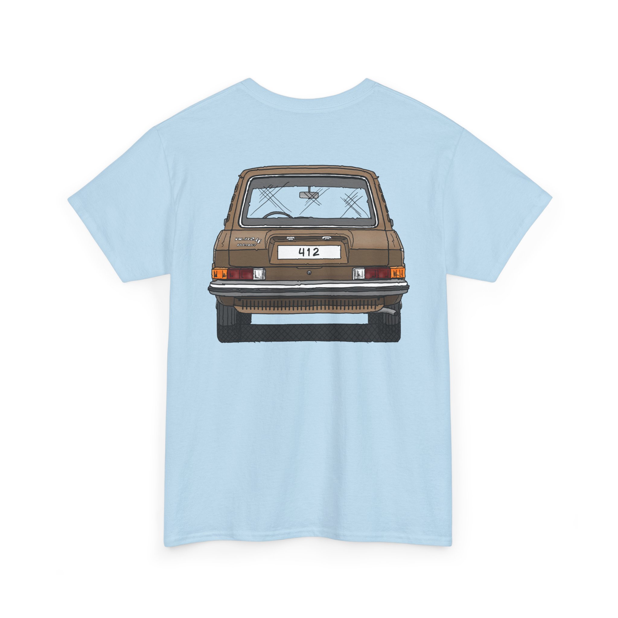 T-Shirt, VW Typ 4, 412 Variant, Strichzeichnung, Gold, beidseitig bedruckt, eigenes Kennzeichen möglich – Bild 14