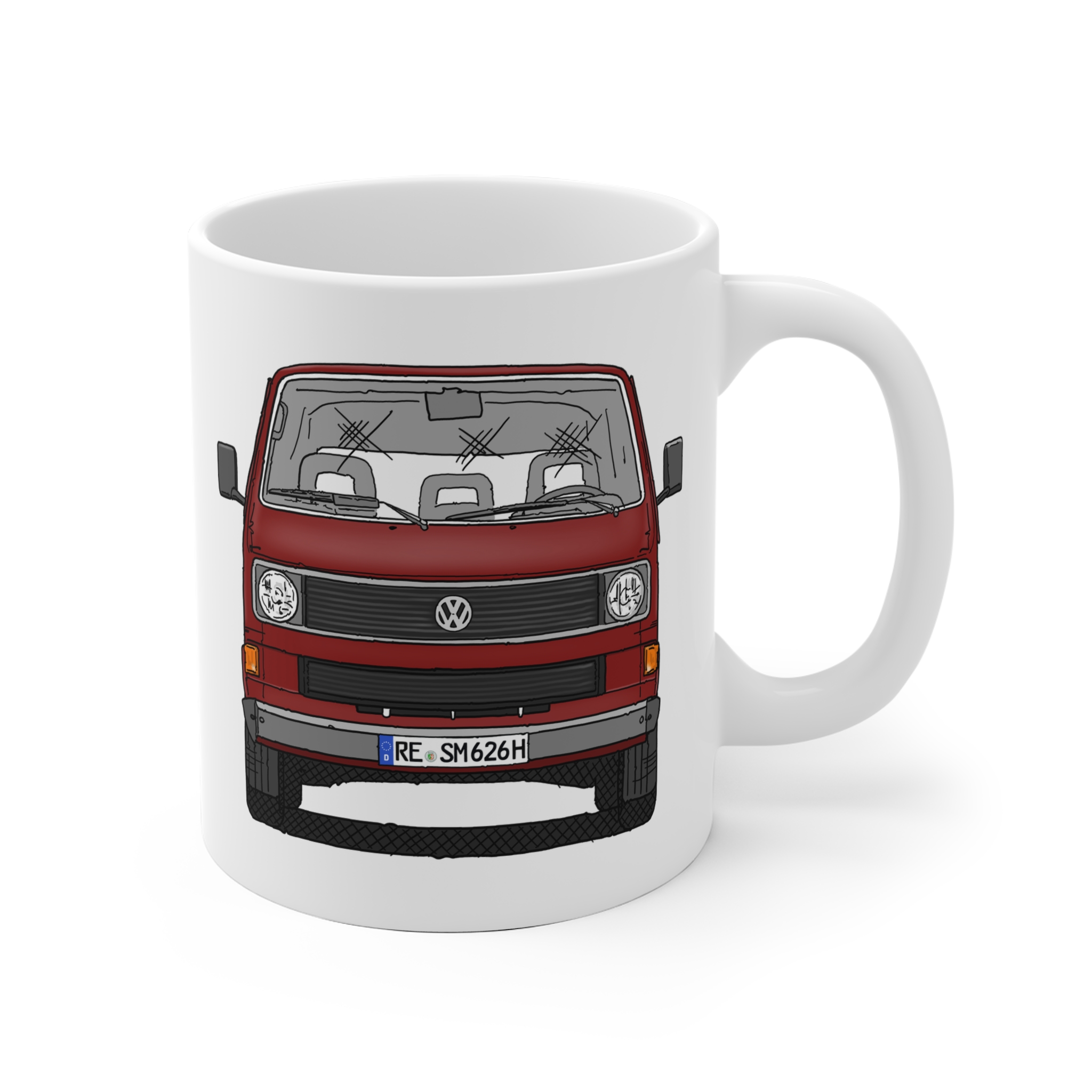 Tasse (2 Größen) - VW T3, Bulli, VW Bus, Rot, RE SM 626H