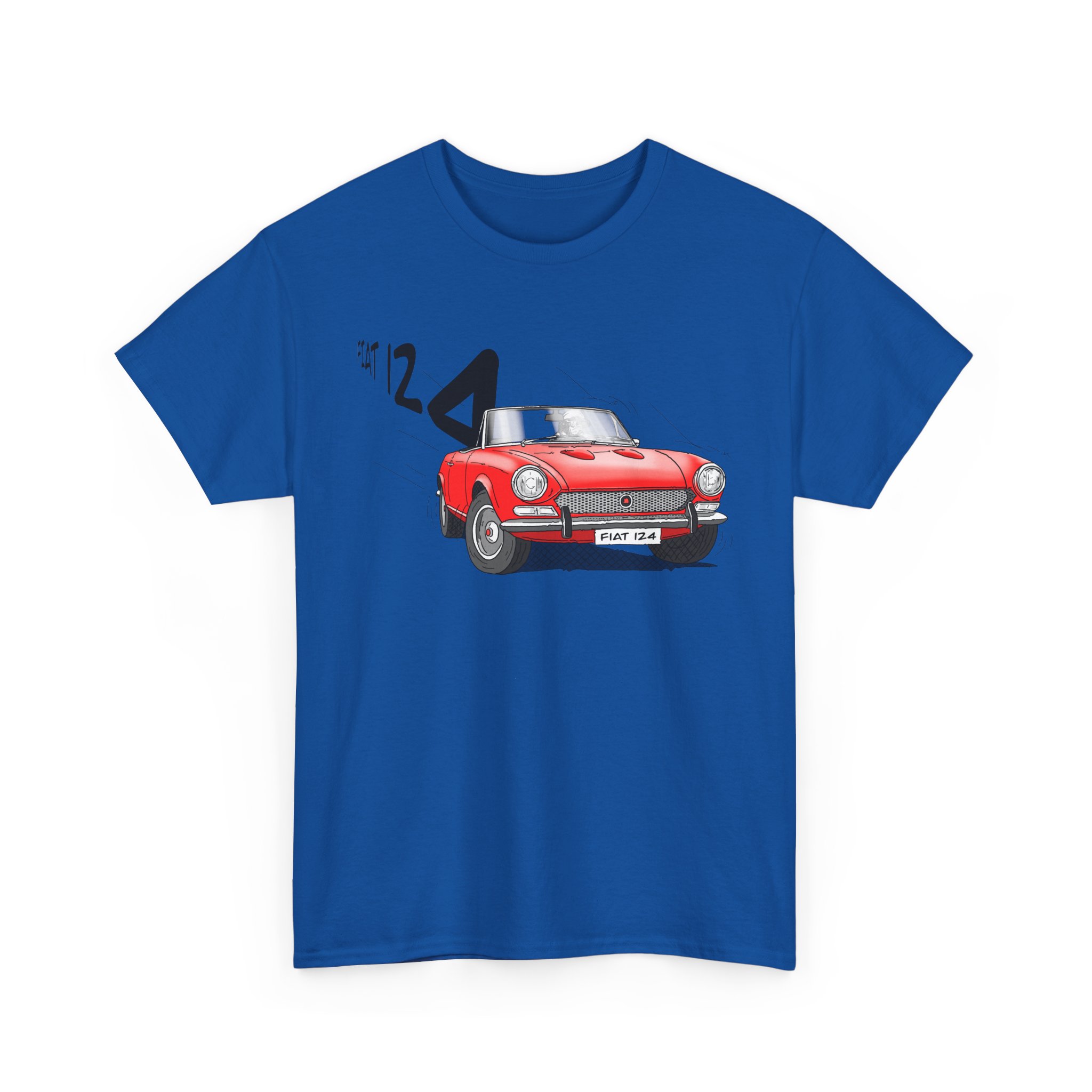 T-Shirt, Fiat 124 Spider, Strichzeichnung, Rot, personalisierbar – Bild 7