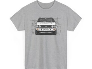 T-Shirt, Opel Manta A, Strichzeichnung, Weiß, personalisierbar