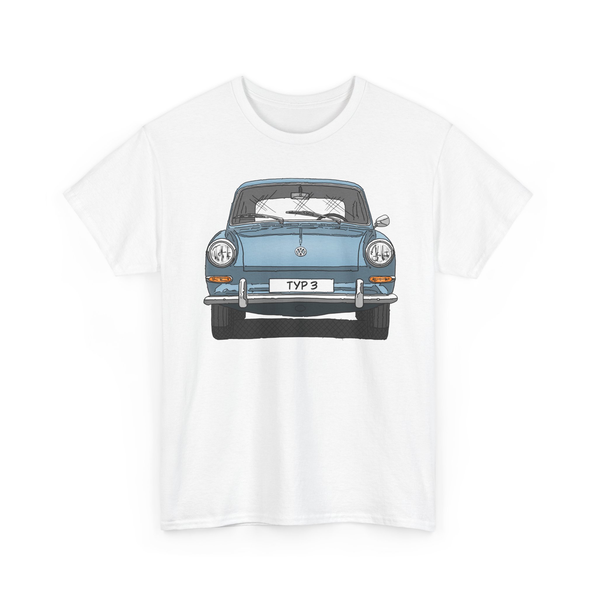 T-Shirt, VW Typ 3, 1500, 1600, Strichzeichnung, Hellblau, eigenes Kennzeichen möglich – Bild 4