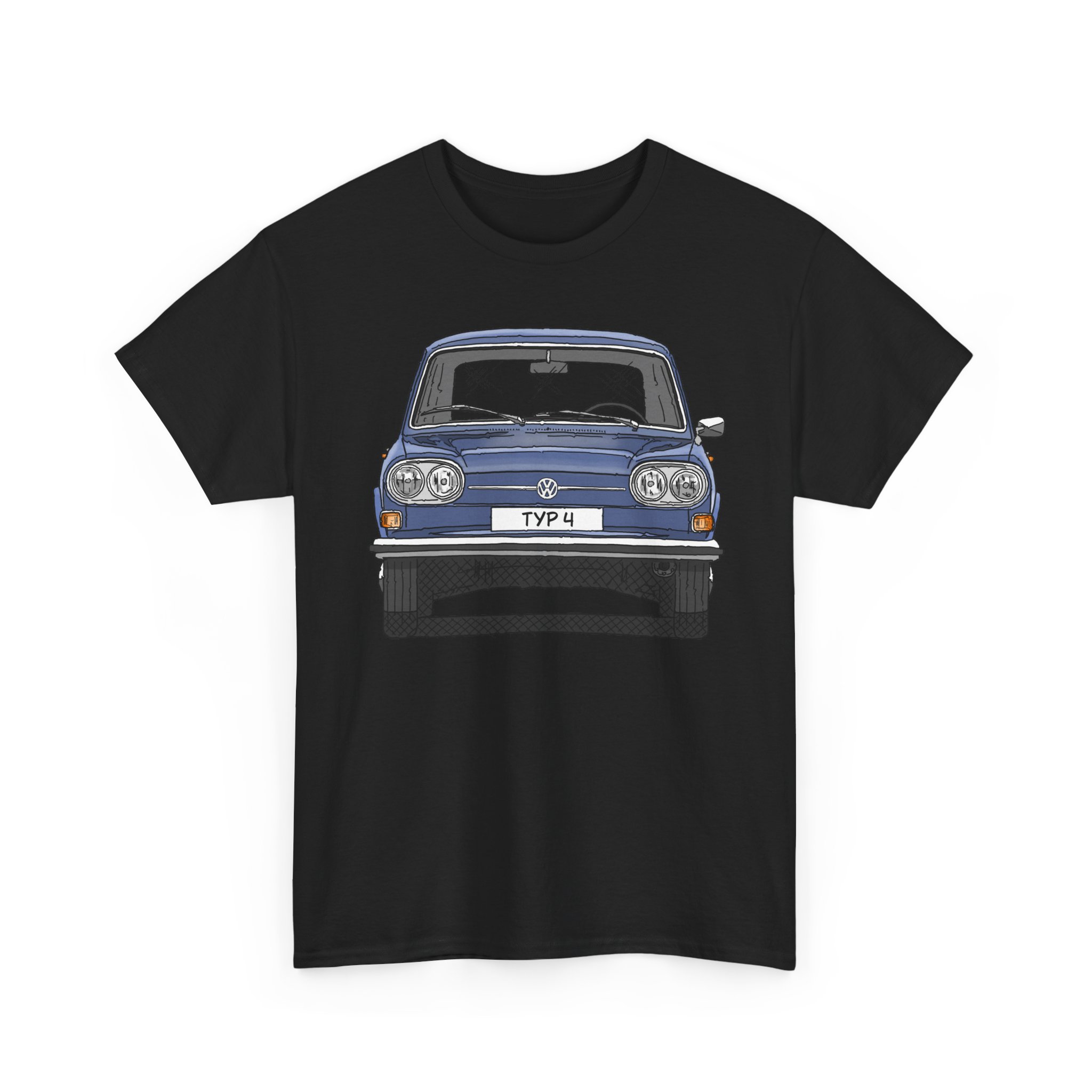 T-Shirt, VW Typ 4, 411, Strichzeichnung, Gemini-Blau, eigenes Kennzeichen möglich – Bild 5
