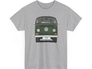 T-Shirt, VW T2, T2a, Bulli, VW Bus, Strichzeichnung, Grün, Wunsch-Kennzeichen möglich