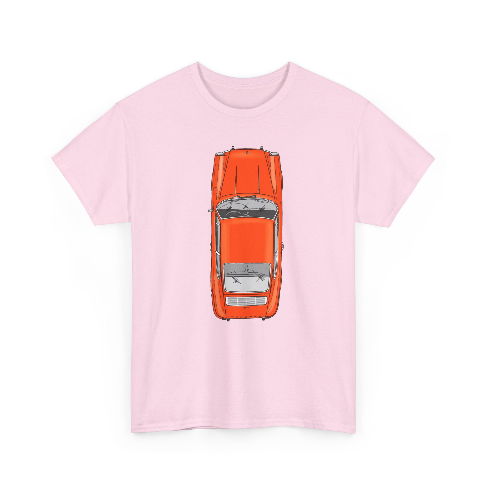 T-Shirt, Porsche 911 Coupé, F-Modell, Ur-Elfer, Top View, Orange – Bild 39