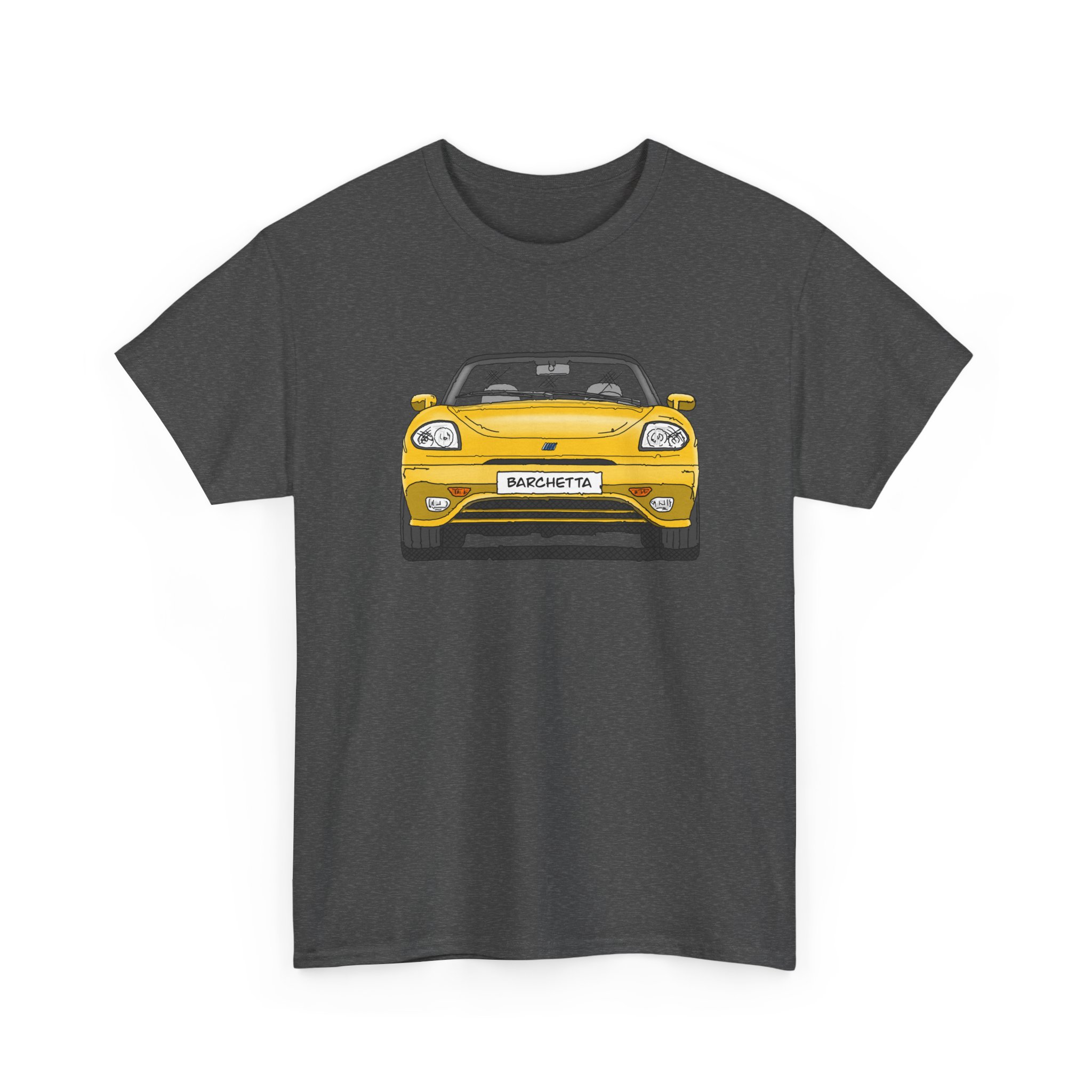 T-Shirt, Fiat Barchetta, Strichzeichnung, Gelb, eigenes Kennzeichen möglich – Bild 6