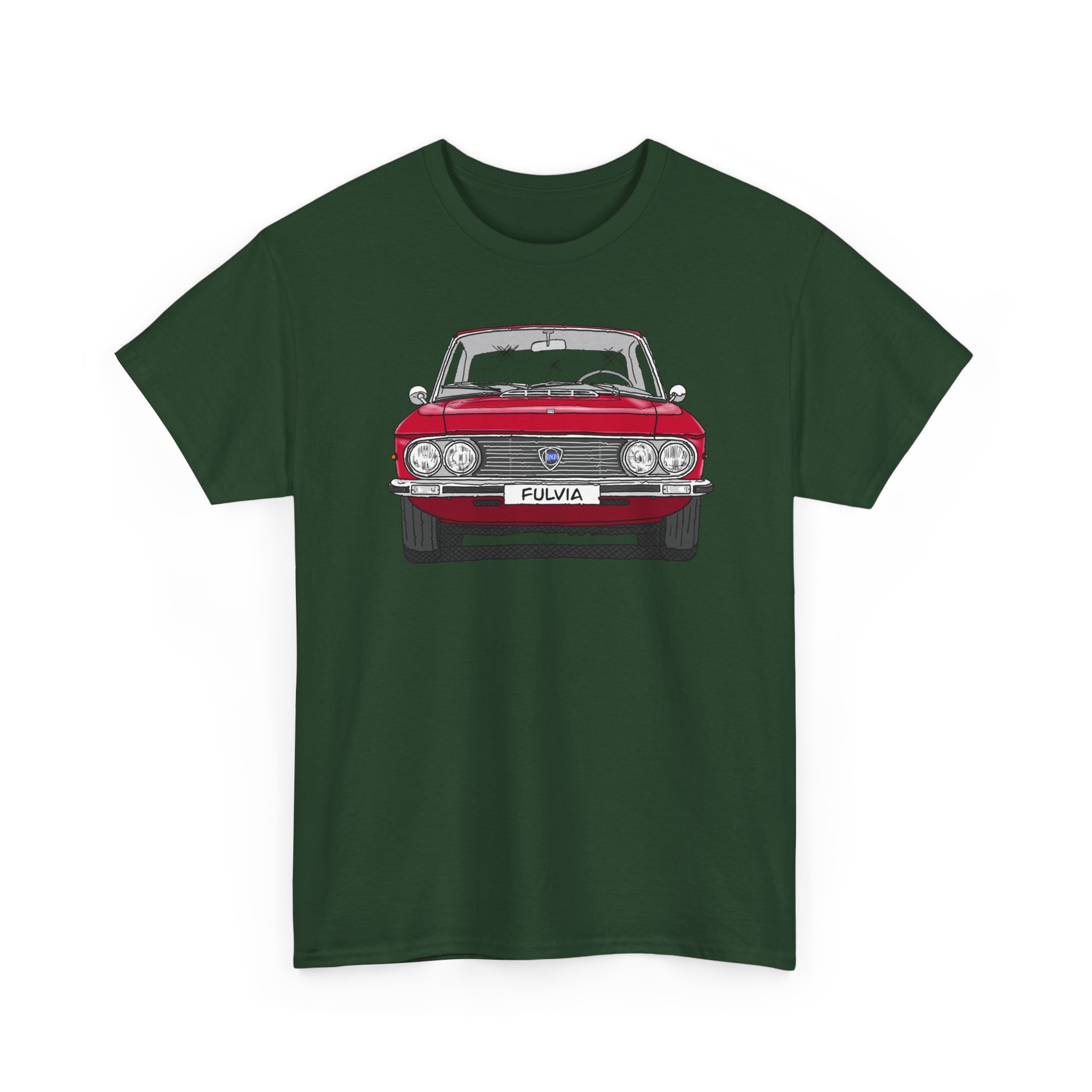 T-Shirt, Lancia Fulvia Coupe, Strichzeichnung, Rot, eigenes Kennzeichen möglich – Bild 5