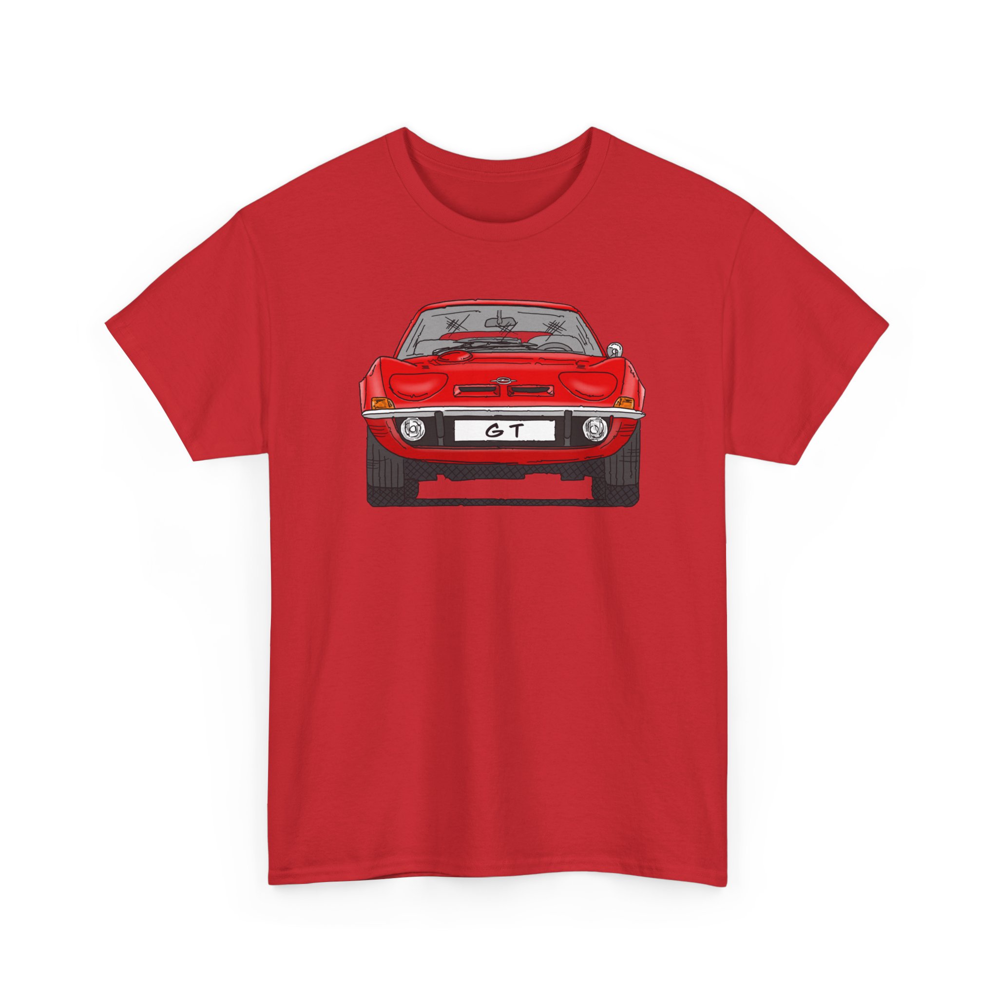 T-Shirt, Opel GT, Strichzeichnung, Rot, mit Kennzeichen personalisierbar – Bild 39