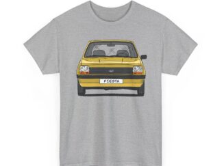 T-Shirt, Ford Fiesta 76, Strichzeichnung, Gelb, Wunsch-Kennzeichen möglich