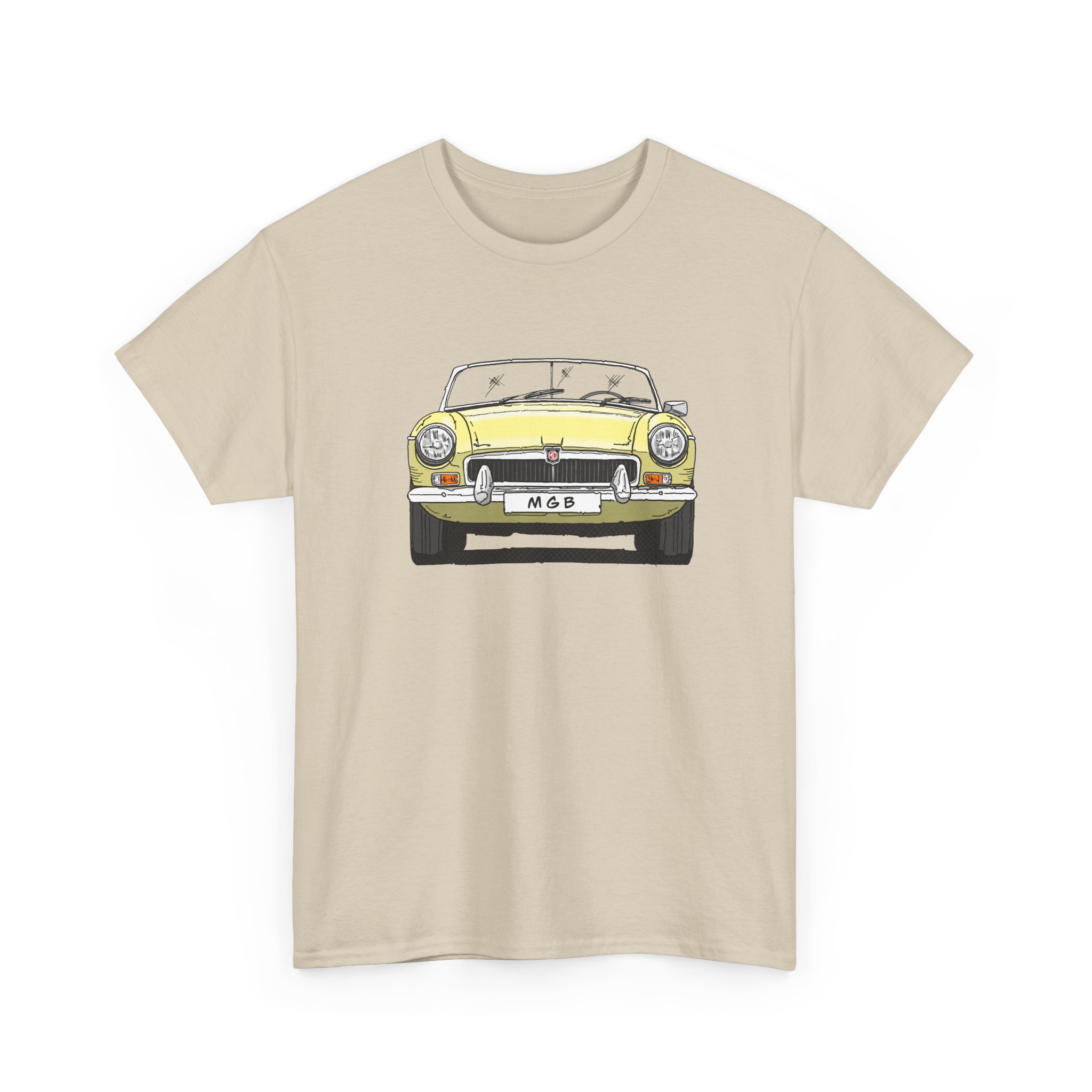 T-Shirt, MGB, Strichzeichnung, Gelb, mit Kennzeichen personalisierbar – Bild 4