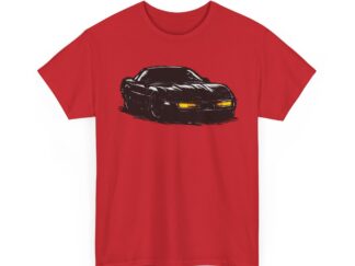T-Shirt, Chevrolet Corvette C4, Kritzel-Kratzel-Auto, großer feiner Druck