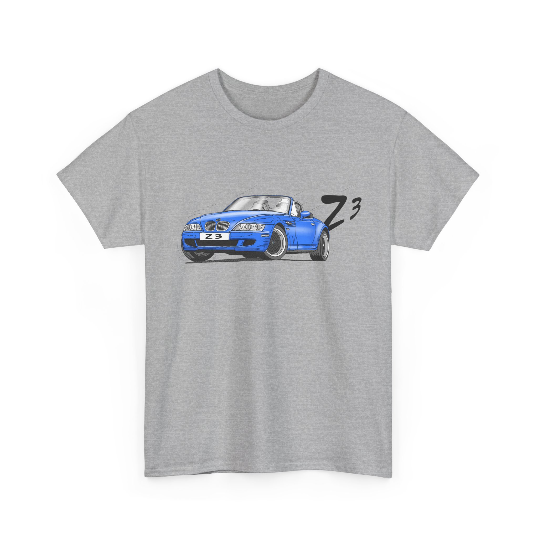 T-Shirt, BMW Z3, Strichzeichnung, Blau, personalisierbar