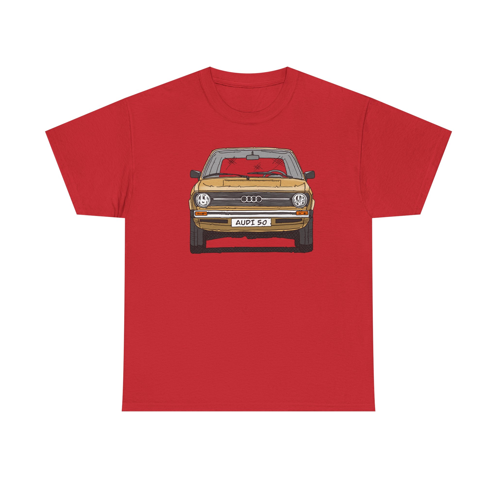 T-Shirt, Audi 50, Strichzeichnung, Hellas, 2 Außenspiegel, mit Kennzeichen personalisierbar – Bild 65