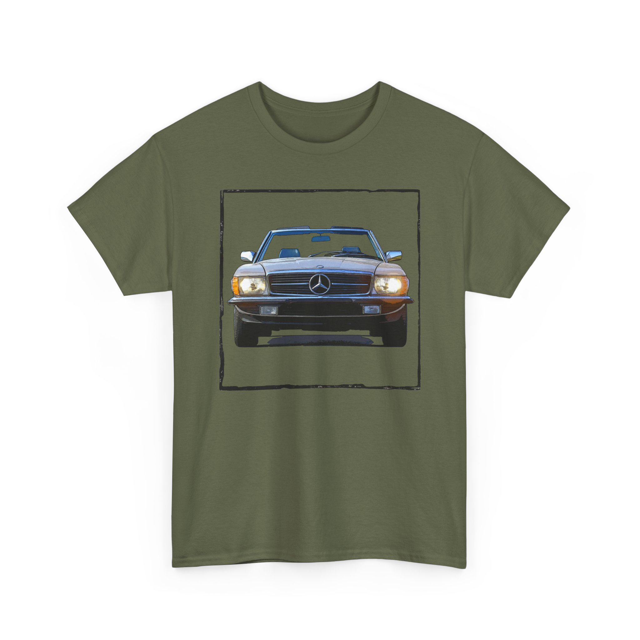 T-Shirt, Mercedes SL R107, Silber - Vorder- und Rückseite bedruckt – Bild 9