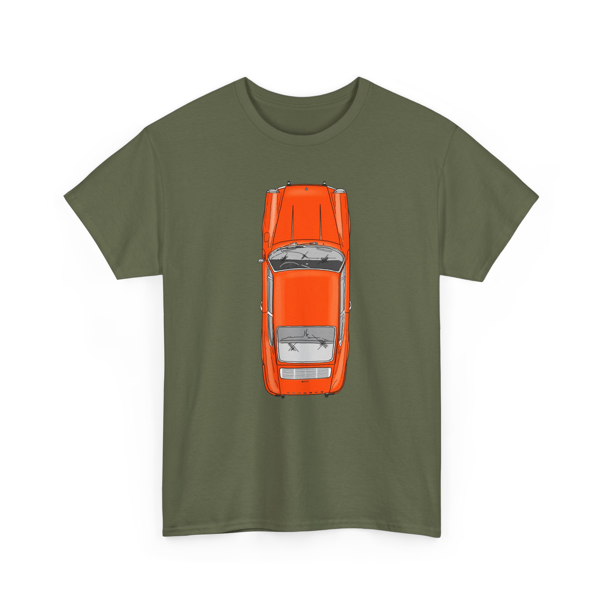 T-Shirt, Porsche 911 Coupé, F-Modell, Ur-Elfer, Top View, Orange – Bild 19