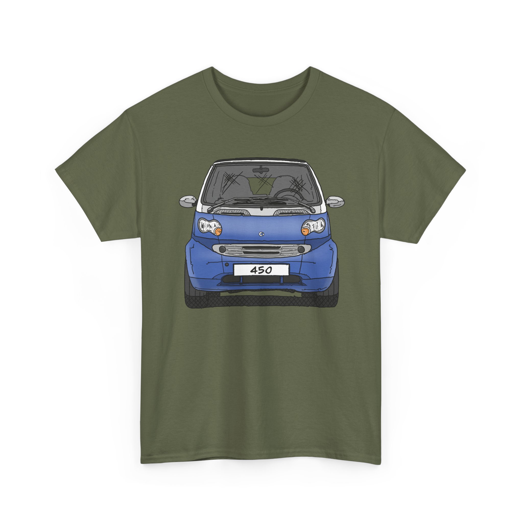 T-Shirt, Smart 450 FL, Strichzeichnung, Blau, eigenes Kennzeichen möglich – Bild 2