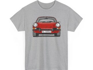 T-Shirt, Porsche 911 Targa, F-Modell, Ur-Elfer, Strichzeichnung, Rot, personalisierbar