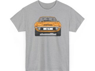 T-Shirt, Opel GT, Strichzeichnung, Ocker, mit Kennzeichen personalisierbar