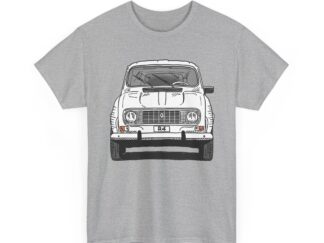 T-Shirt, Renault R4, Strichzeichnung, Weiß, Wunschkennzeichen möglich