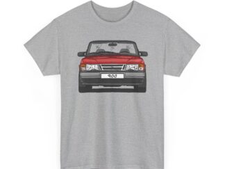 T-Shirt, Saab 900 Cabrio, Strichzeichnung, Rot, eigenes Kennzeichen möglich