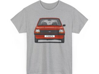 T-Shirt, Ford Fiesta 76, Strichzeichnung, Rot, Wunsch-Kennzeichen möglich