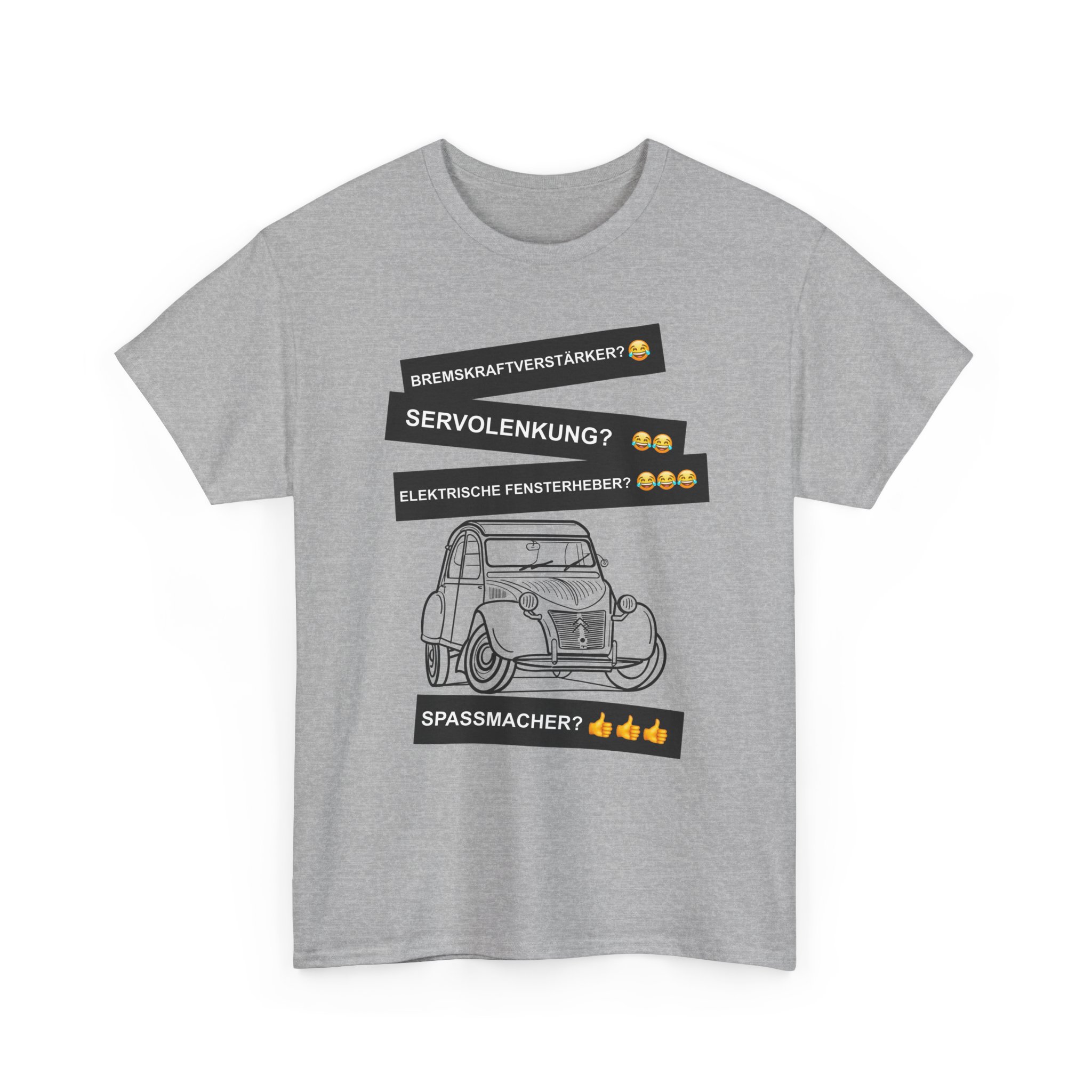 T-Shirt, Citroën 2CV, Ente, Schwarz, Deutscher Text, Spaßmacher