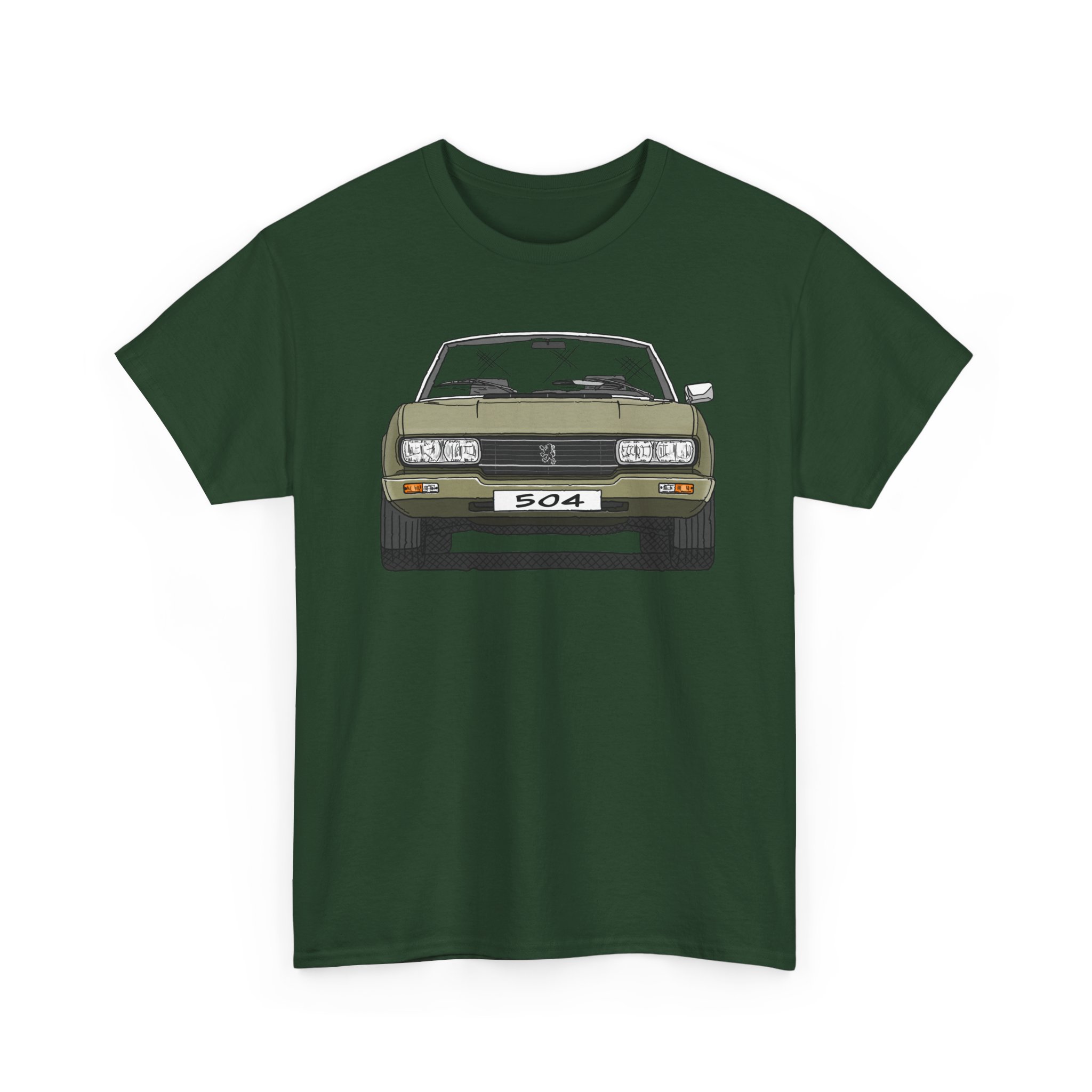 T-Shirt, Peugeot 504 Cabrio, Strichzeichnung, Grün, eigenes Kennzeichen möglich – Bild 4