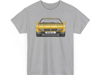 T-Shirt, Ferrari Mondial t, Strichzeichnung, Gelb, mit Kennzeichen personalisierbar
