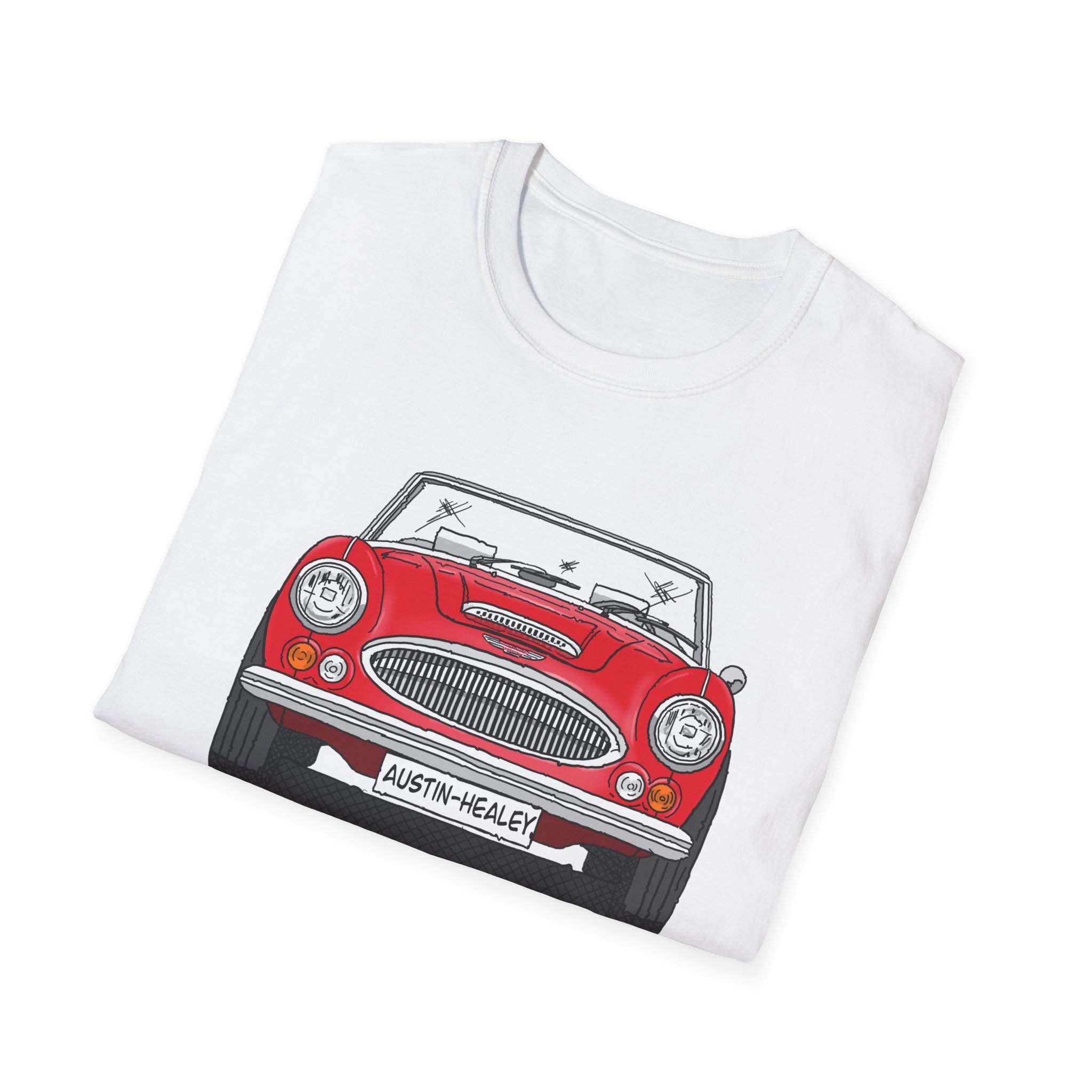 T-Shirt, Austin-Healey 3000, Strichzeichnung, Rot, personalisierbar – Bild 4