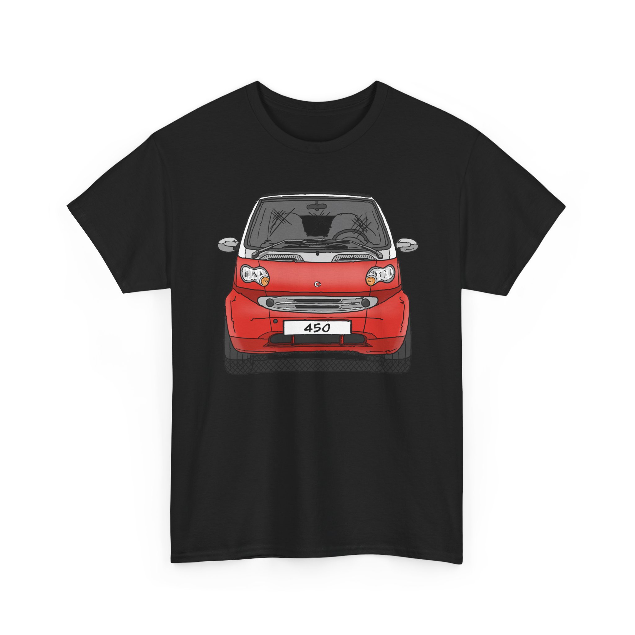 T-Shirt, Smart 450 FL, Strichzeichnung, Rot, eigenes Kennzeichen möglich – Bild 5