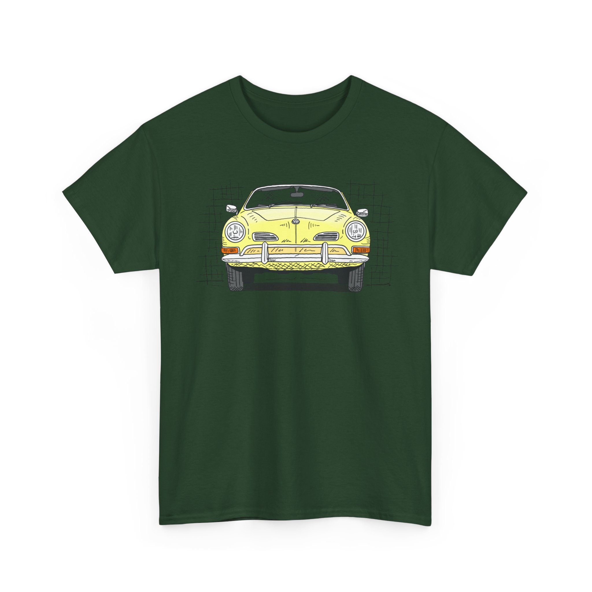T-Shirt, Karmann Ghia Typ 14, Cabrio, Strichzeichnung, Gelb, personalisierbar – Bild 5