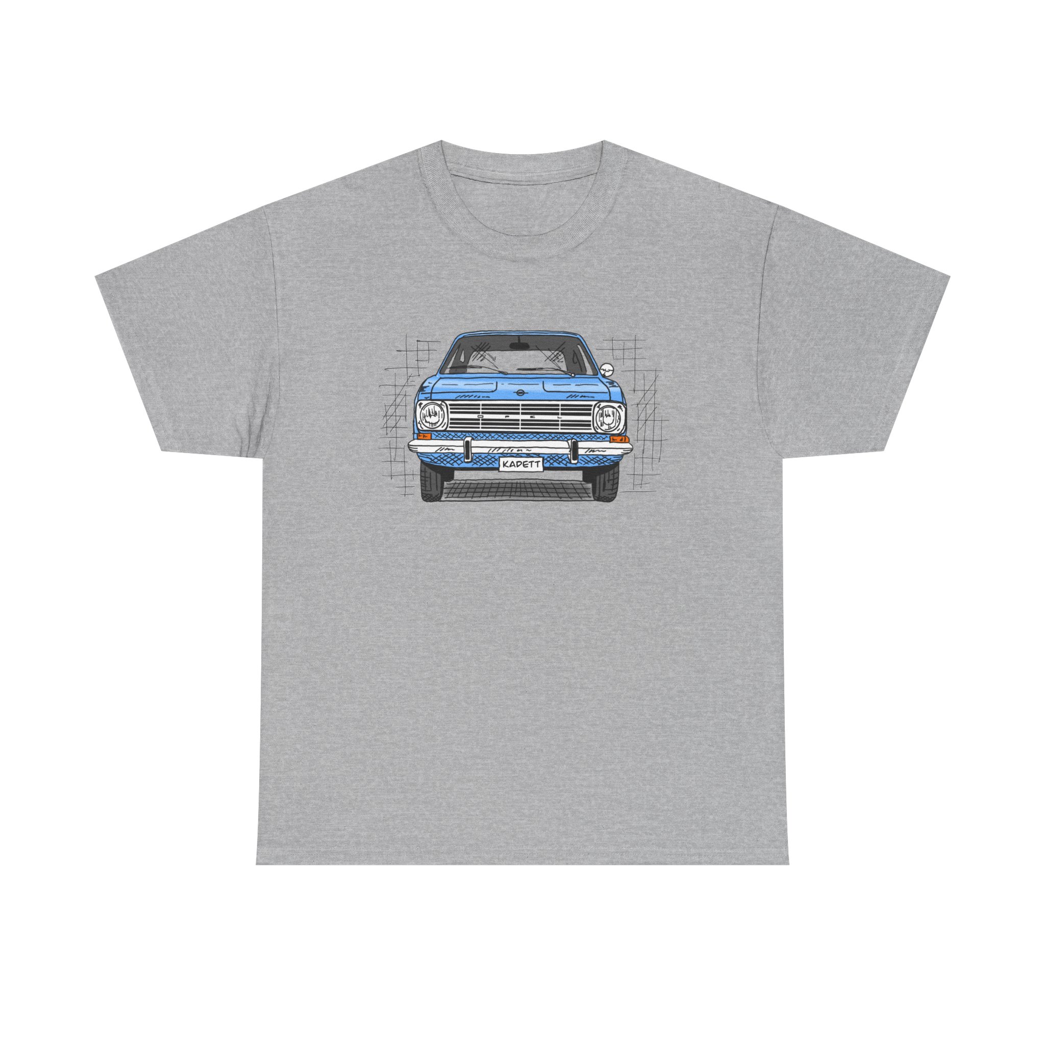T-Shirt, Opel Kadett B, Strichzeichnung, Blau, personalisierbar – Bild 2