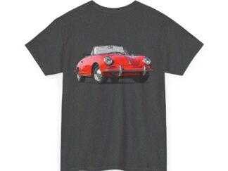 T-Shirt, 356 Cabrio Rot – Vorder- und Rückseite bedruckt, schwarze Schrift