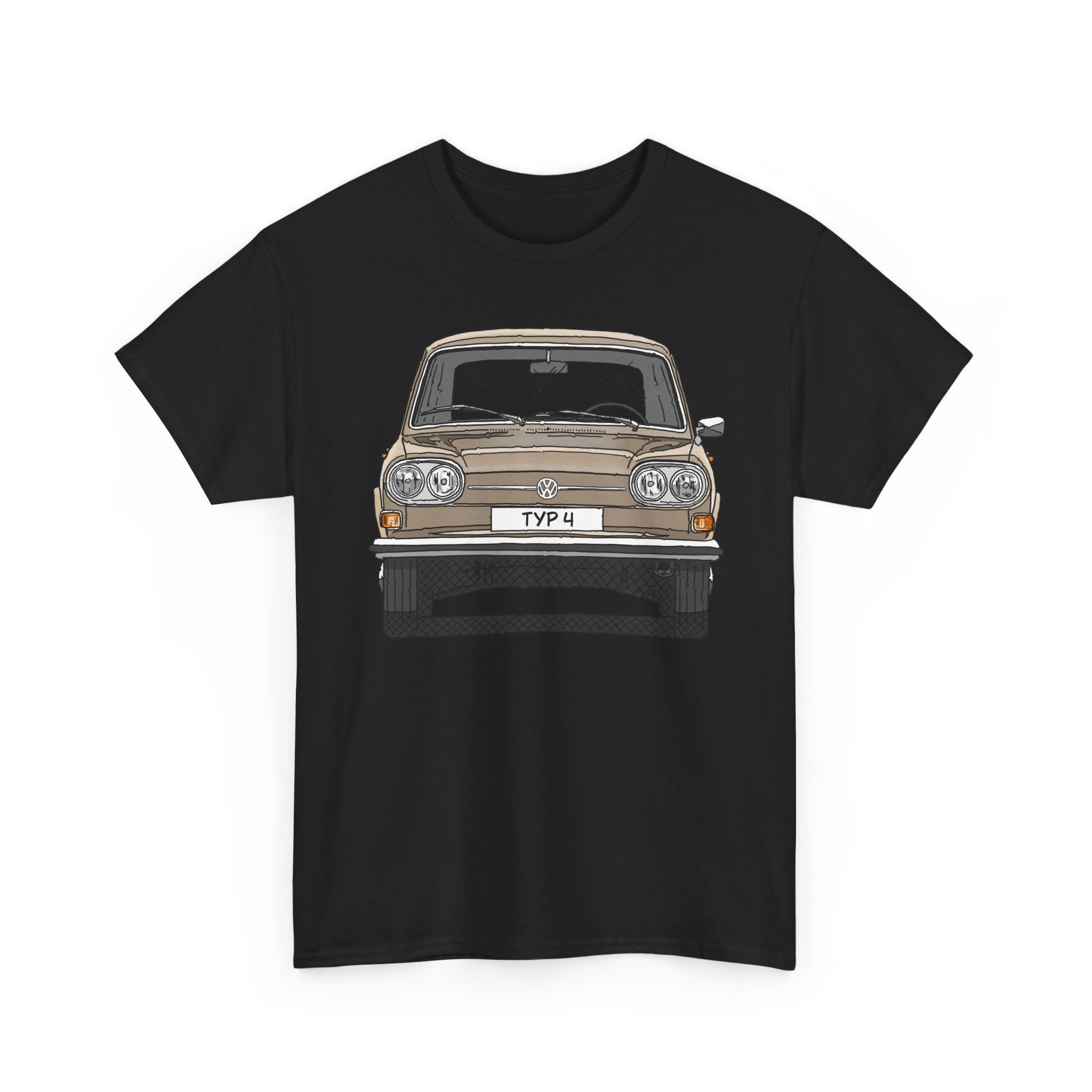T-Shirt, VW Typ 4, 411, Strichzeichnung, Kansasbeige, eigenes Kennzeichen möglich – Bild 5