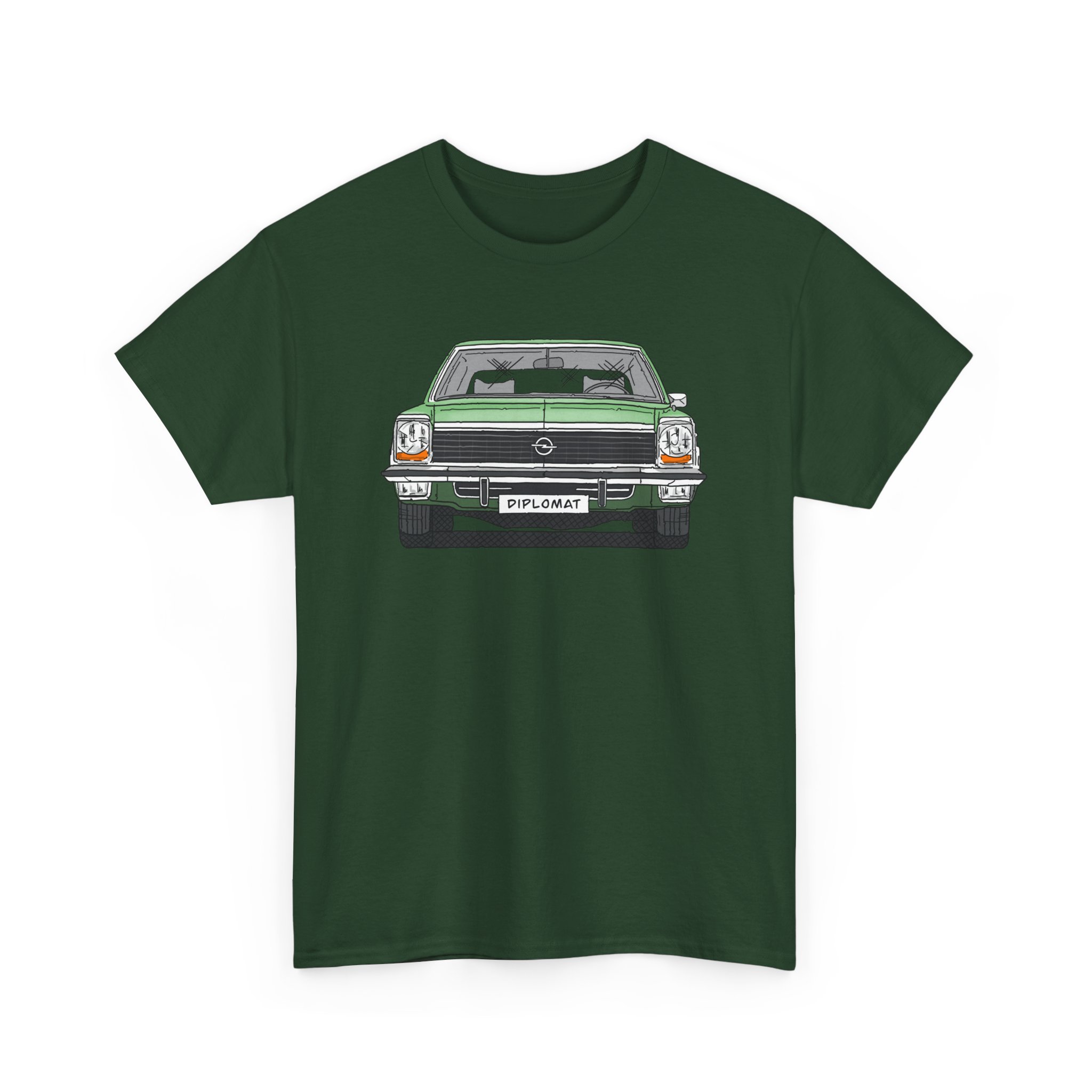 T-Shirt, Opel Diplomat B, Strichzeichnung, Grün, mit Kennzeichen personalisierbar – Bild 55