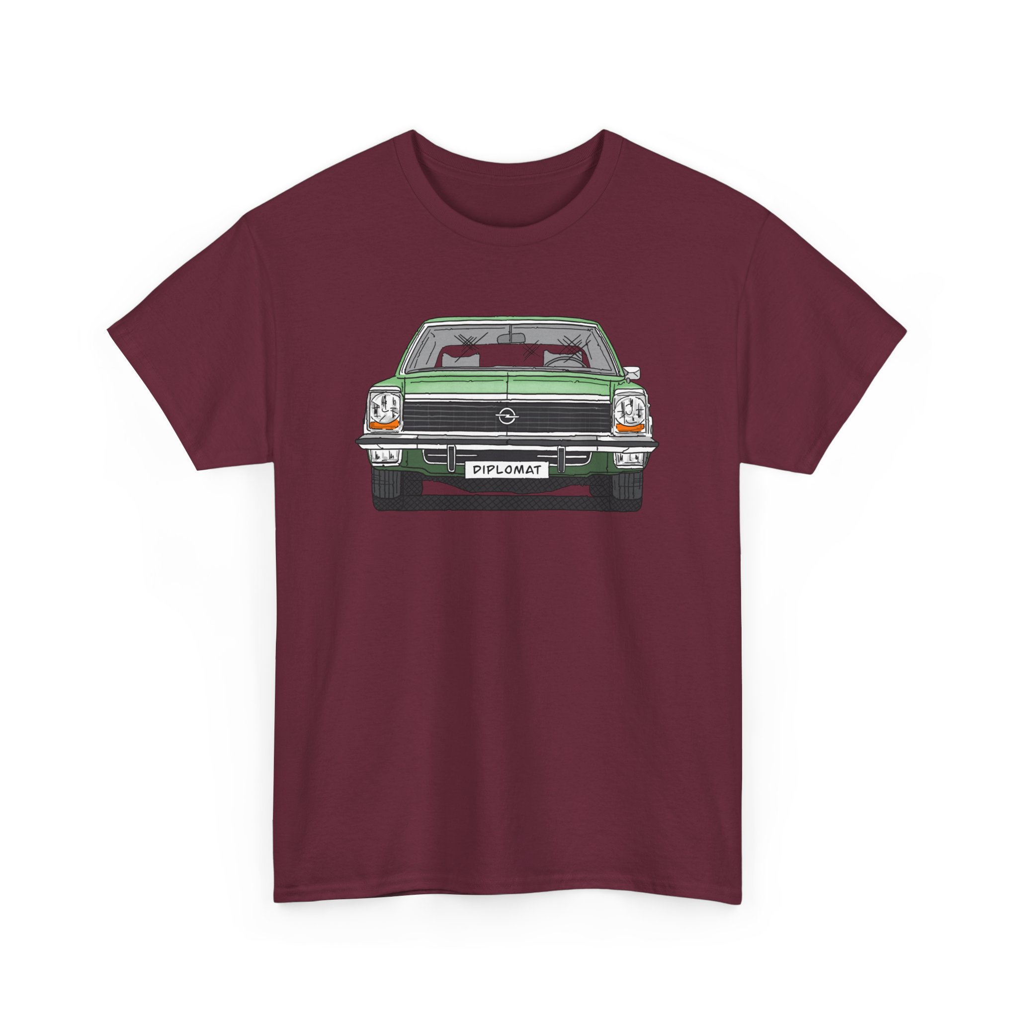T-Shirt, Opel Diplomat B, Strichzeichnung, Grün, mit Kennzeichen personalisierbar – Bild 67