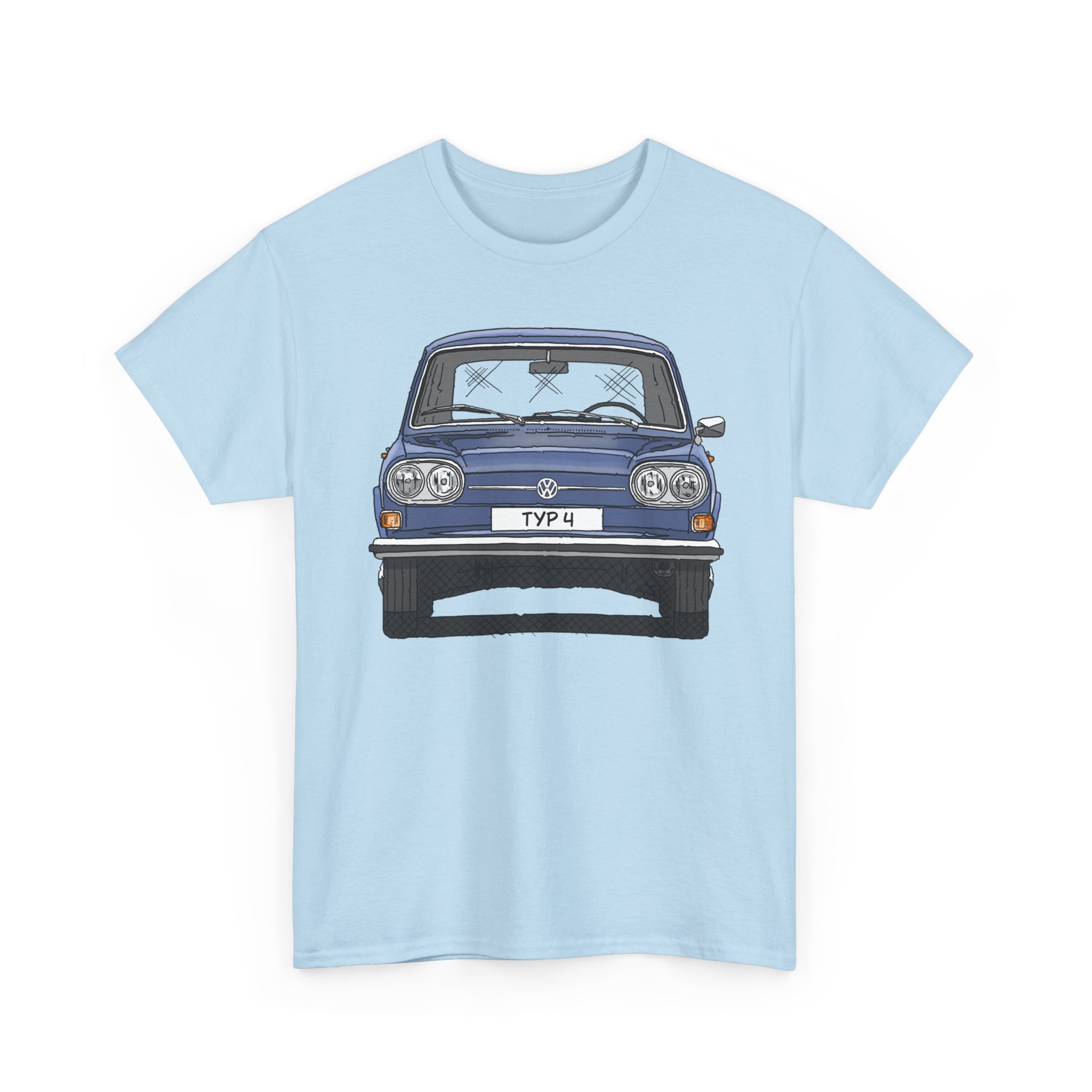T-Shirt, VW Typ 4, 411, Strichzeichnung, Gemini-Blau, eigenes Kennzeichen möglich – Bild 7