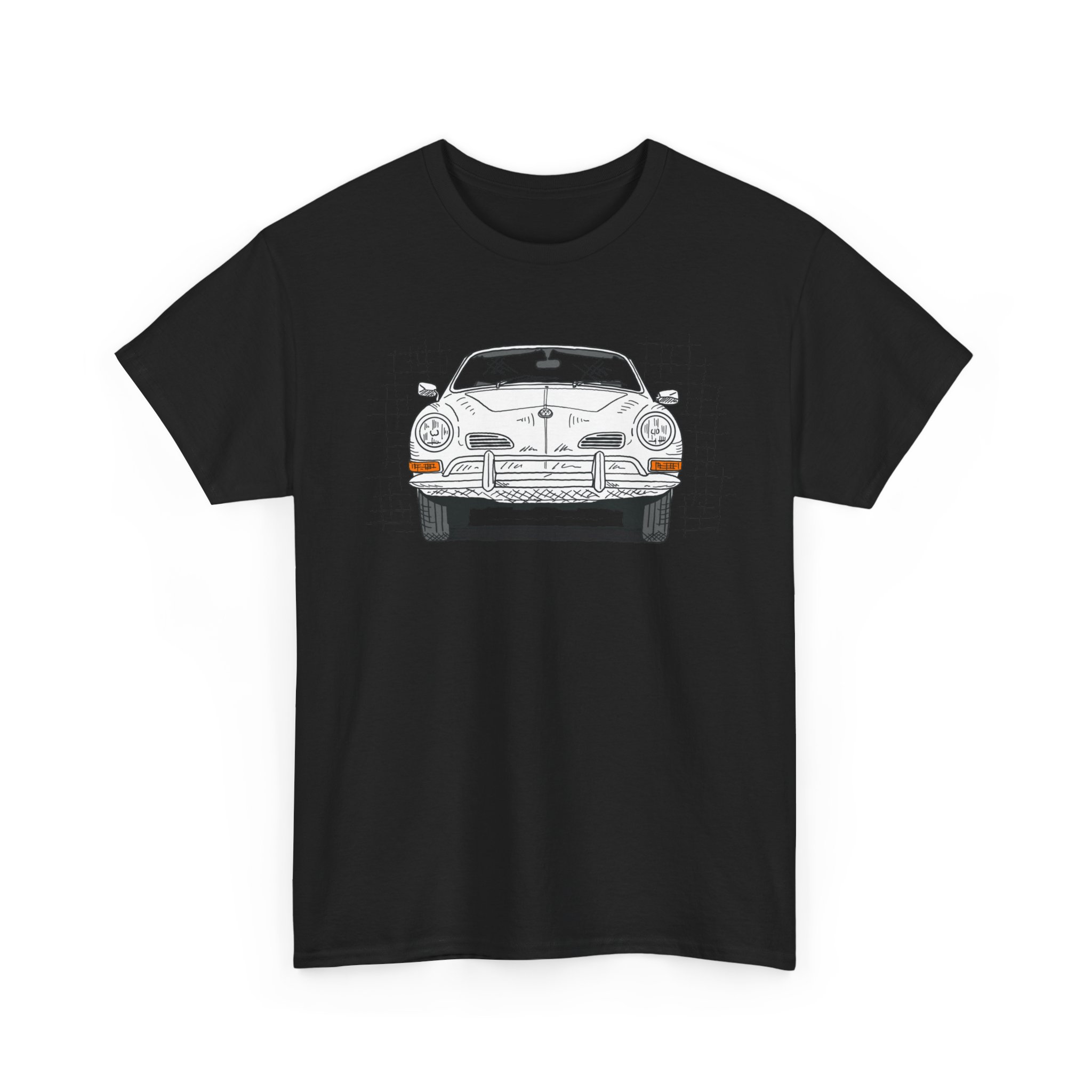 T-Shirt, Karmann Ghia Typ 14, Cabrio, Strichzeichnung, Weiß, personalisierbar – Bild 3