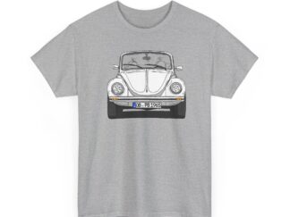 T-Shirt, VW Käfer Cabrio, 1303, Strichzeichnung, Weiß, OB PB 1965
