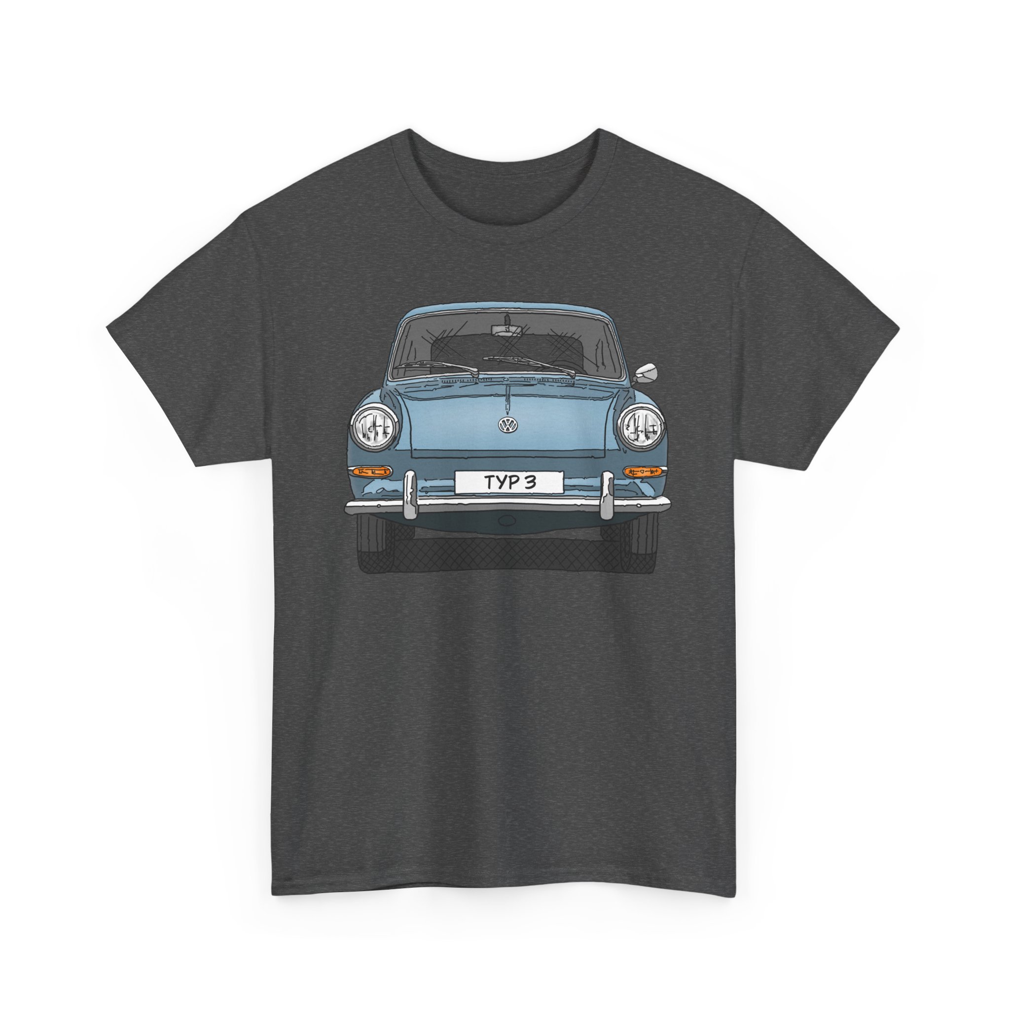 T-Shirt, VW Typ 3, 1500, 1600, Strichzeichnung, Hellblau, eigenes Kennzeichen möglich – Bild 3