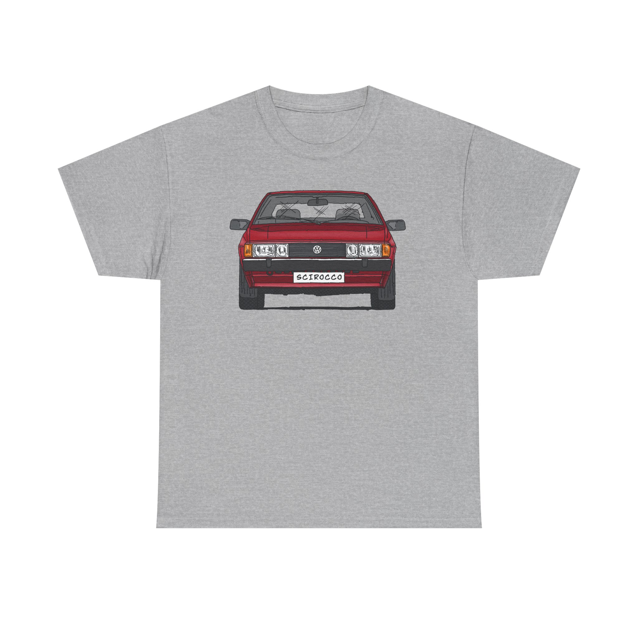 T-Shirt, VW SCIROCCO II, Strichzeichnung, Rot, Wunschkennzeichen möglich – Bild 2
