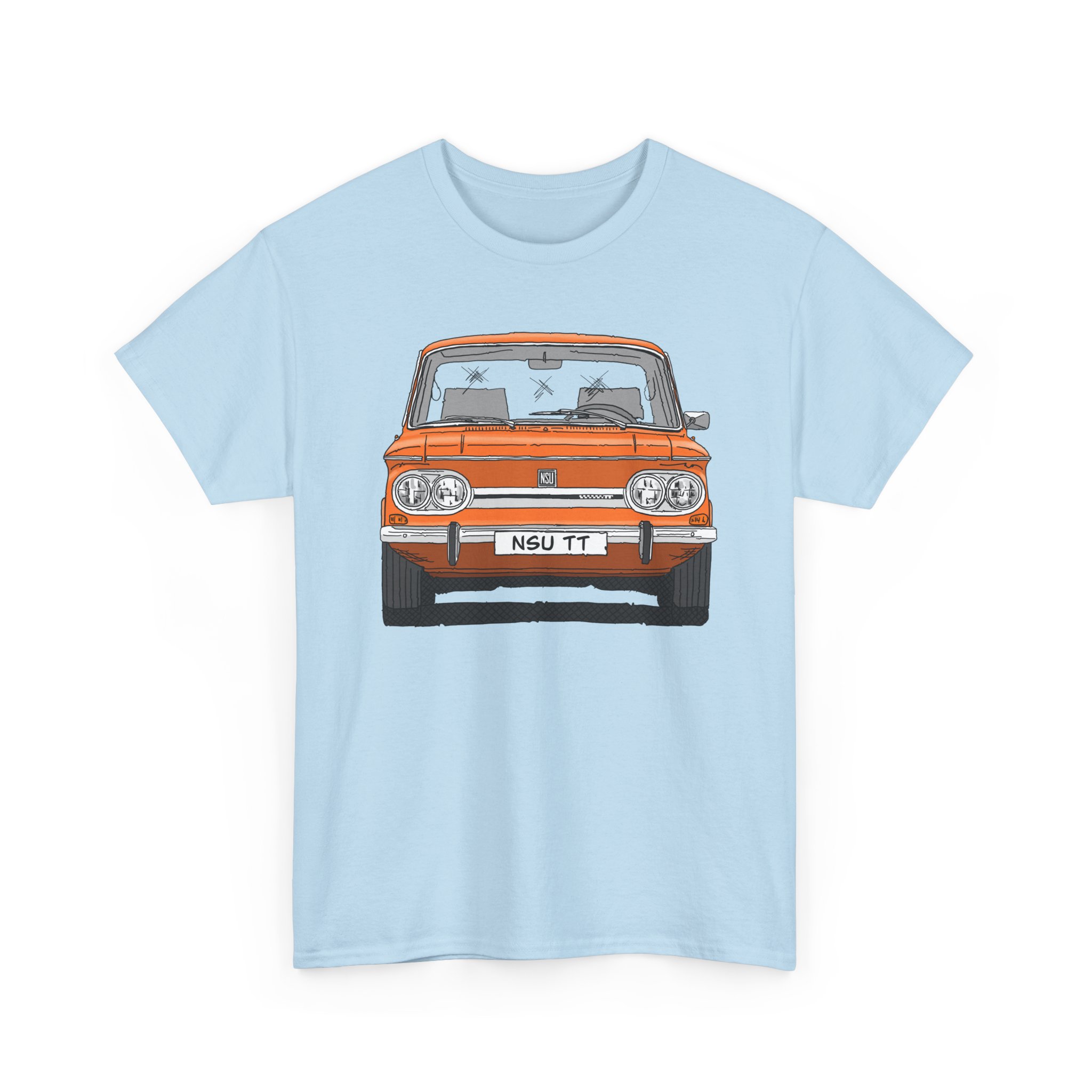 T-Shirt, NSU TT, Strichzeichnung, Orange, mit Kennzeichen personalisierbar – Bild 3