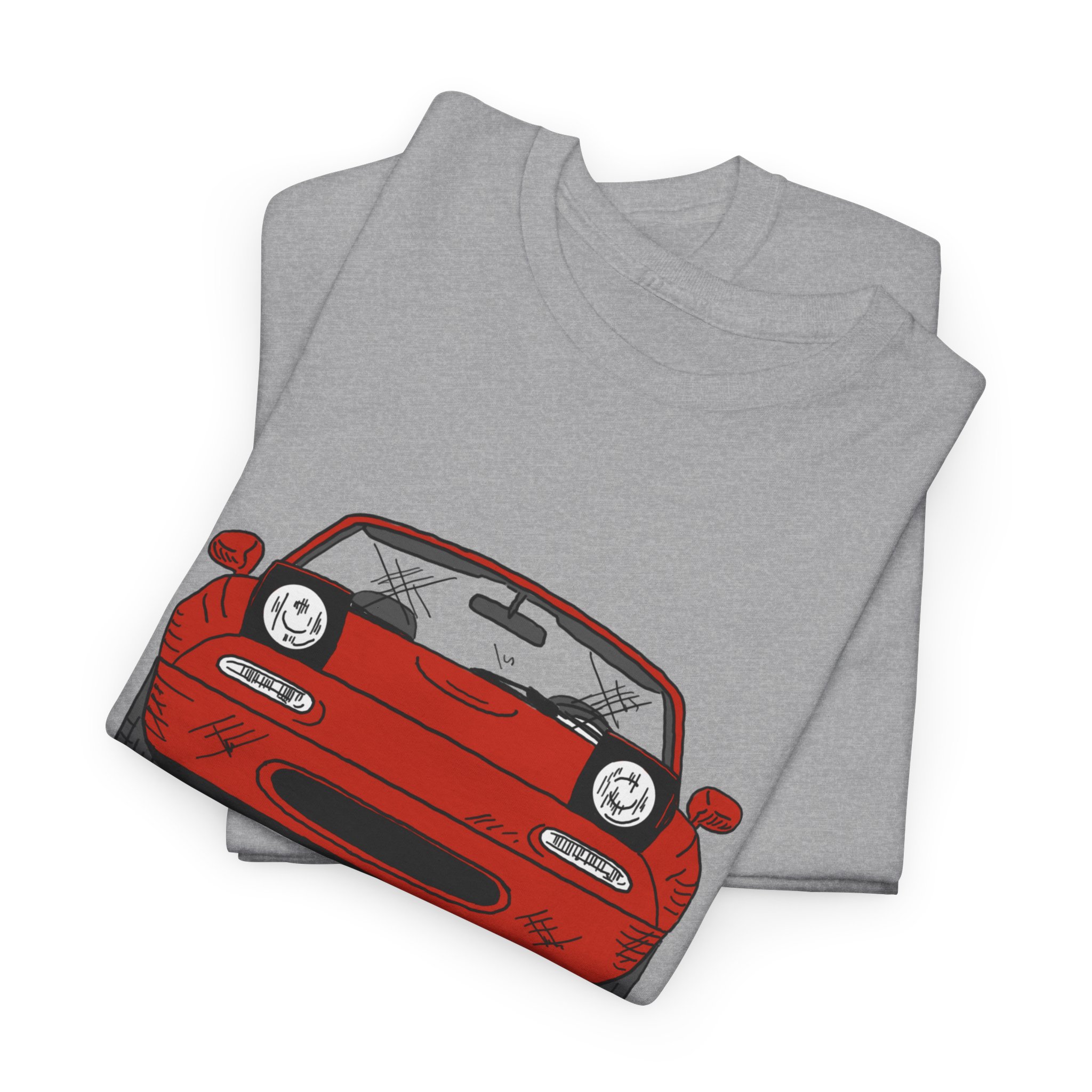 T-Shirt, Mazda MX5 Miata, Strichzeichnung, Rot – Bild 2
